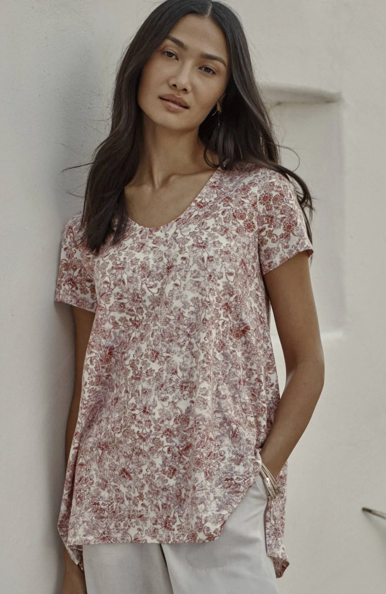 J.Jill Pure Jill Side-Slit Elliptical Tee Sale