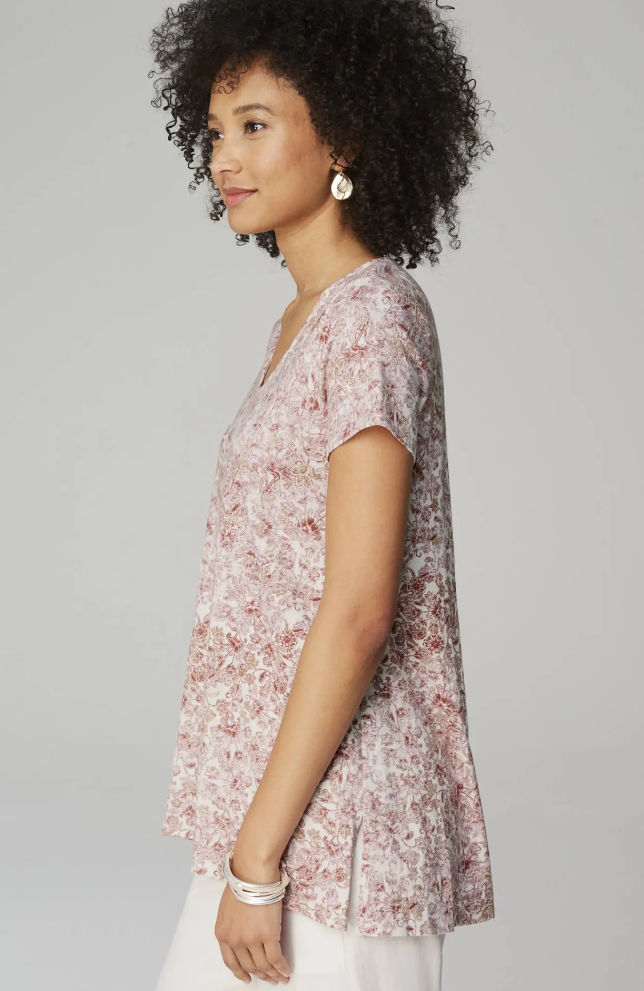 J.Jill Pure Jill Side-Slit Elliptical Tee Sale