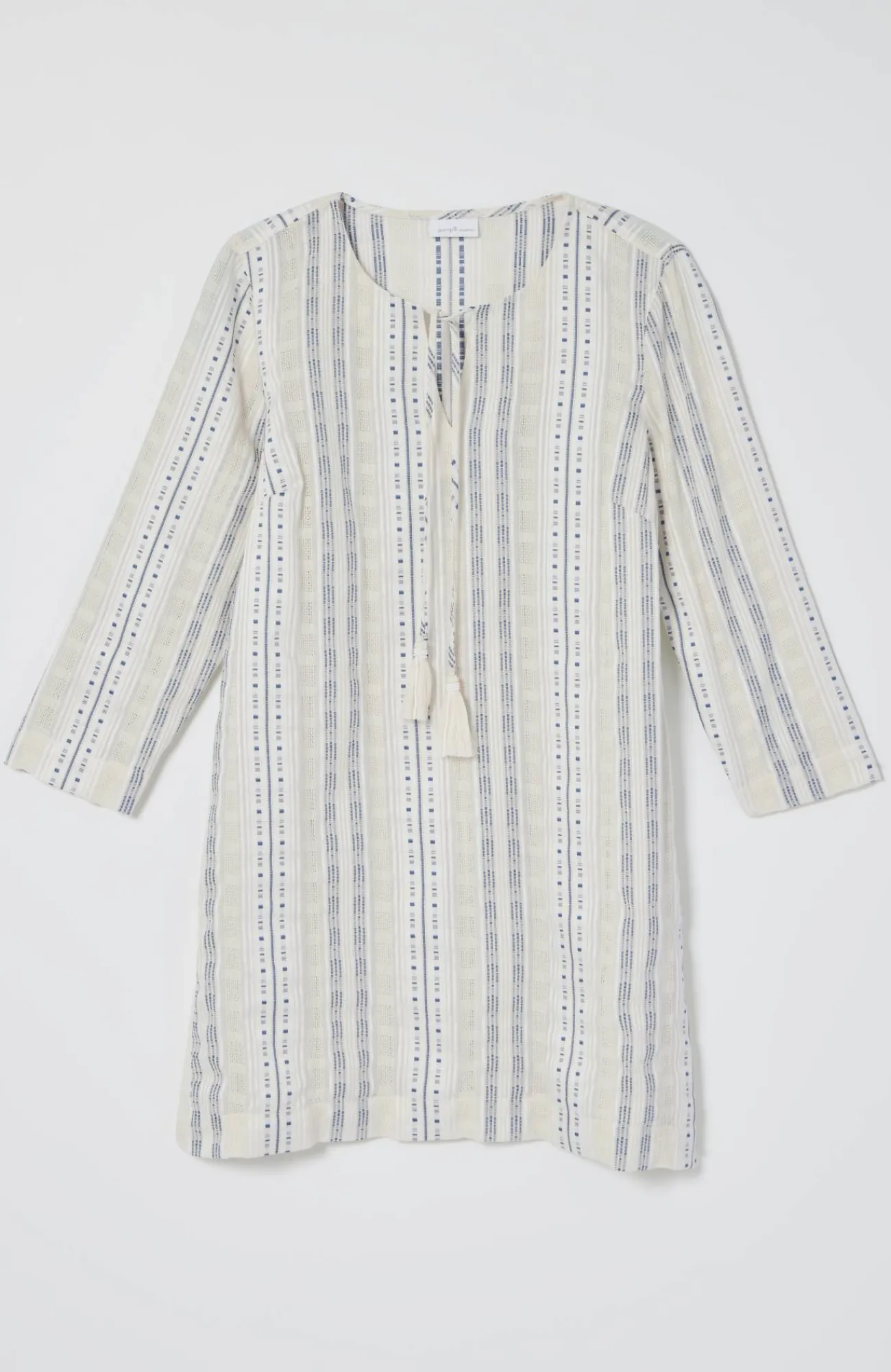 J.Jill Pure Jill Split-Neck Dobby Tunic Cream Multi Outlet