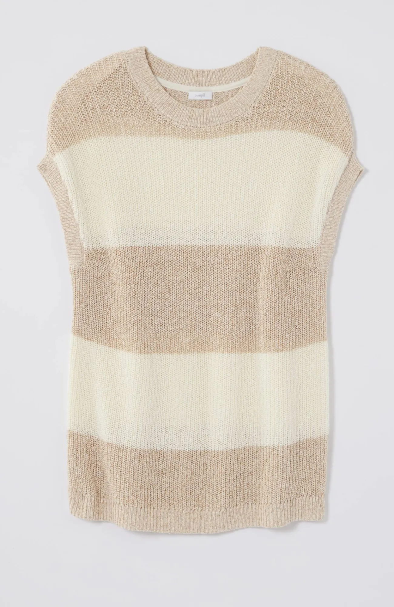 J.Jill Pure Jill Striped Short-Sleeve Sweater Sandbar Multi Cheap