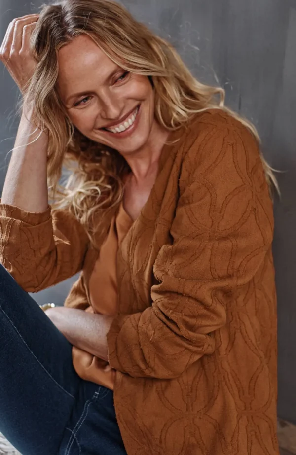 J.Jill Pure Jill Textured Clip-Jacquard Jacket Cardamom Spice Sale
