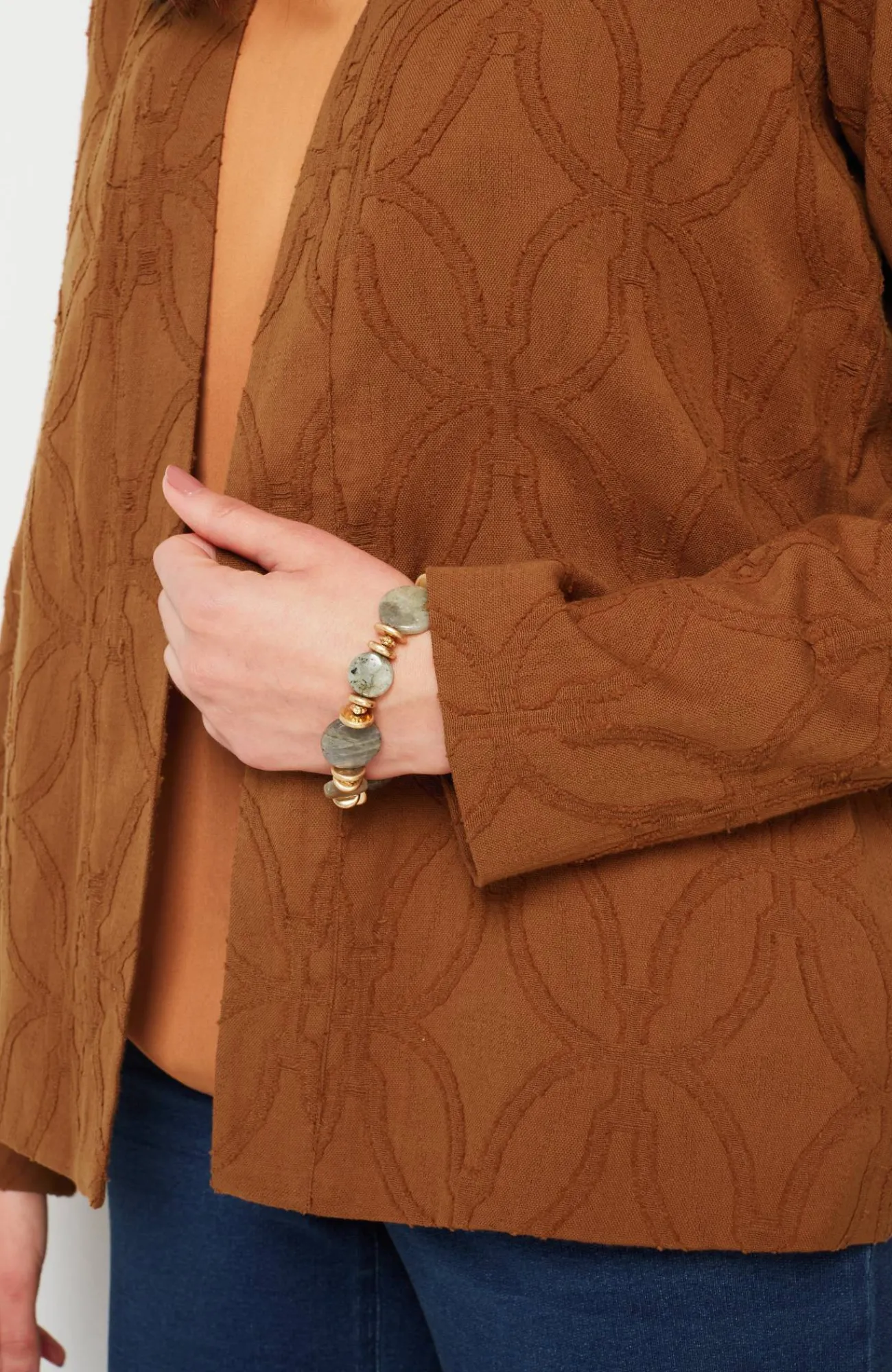 J.Jill Pure Jill Textured Clip-Jacquard Jacket Cardamom Spice Sale