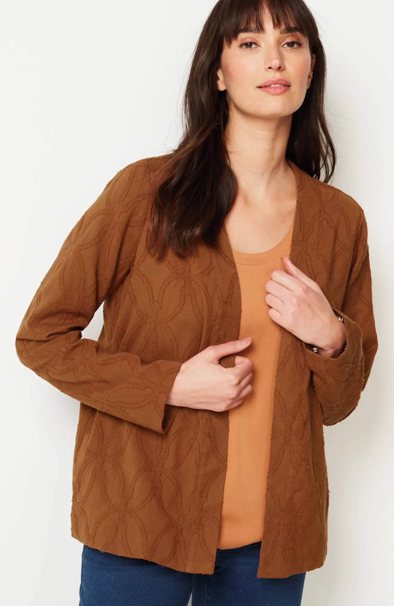 J.Jill Pure Jill Textured Clip-Jacquard Jacket Cardamom Spice Sale