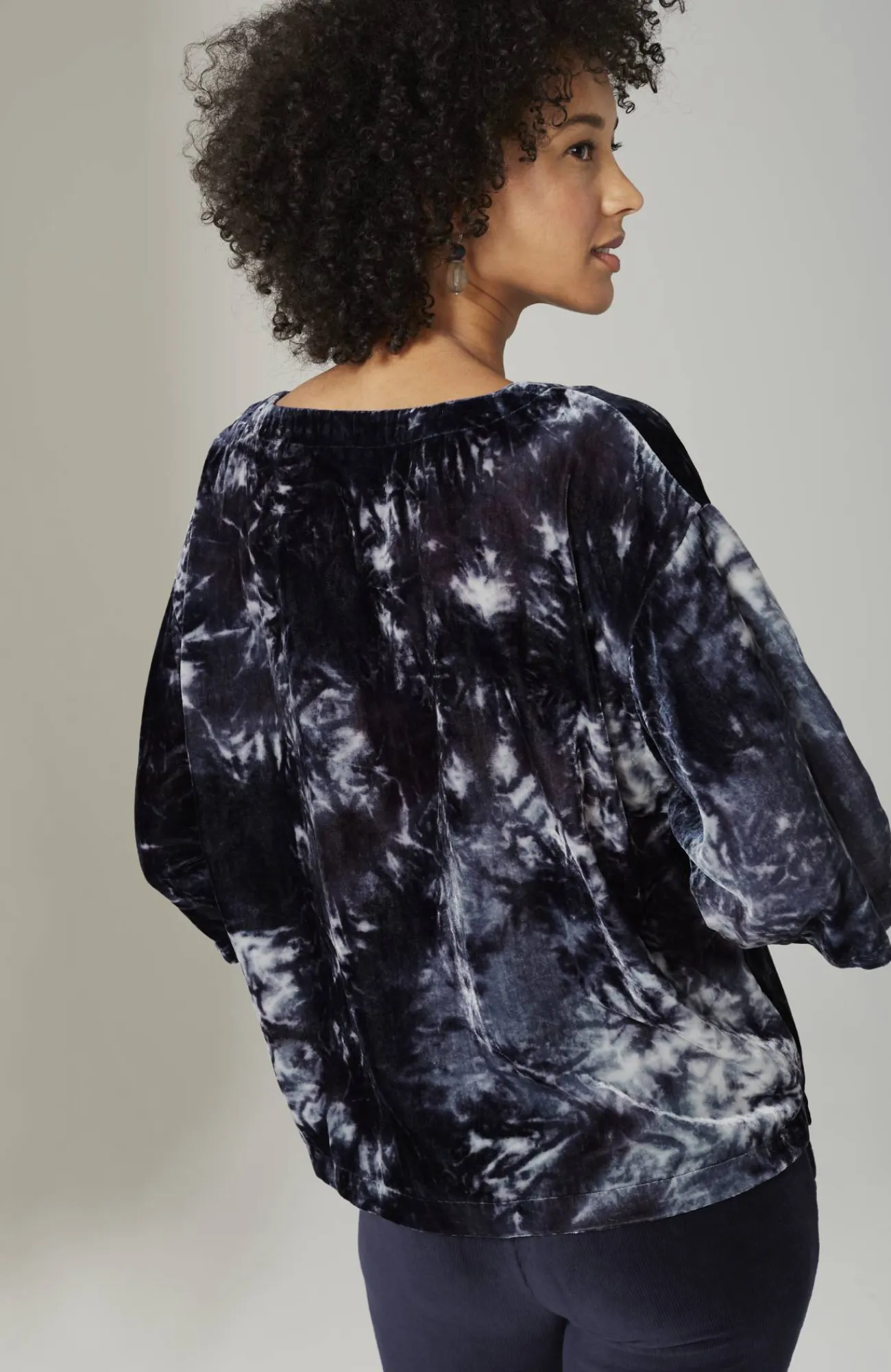 J.Jill Pure Jill Tie-Dyed Velvet Square-Sleeve Top Flash Sale
