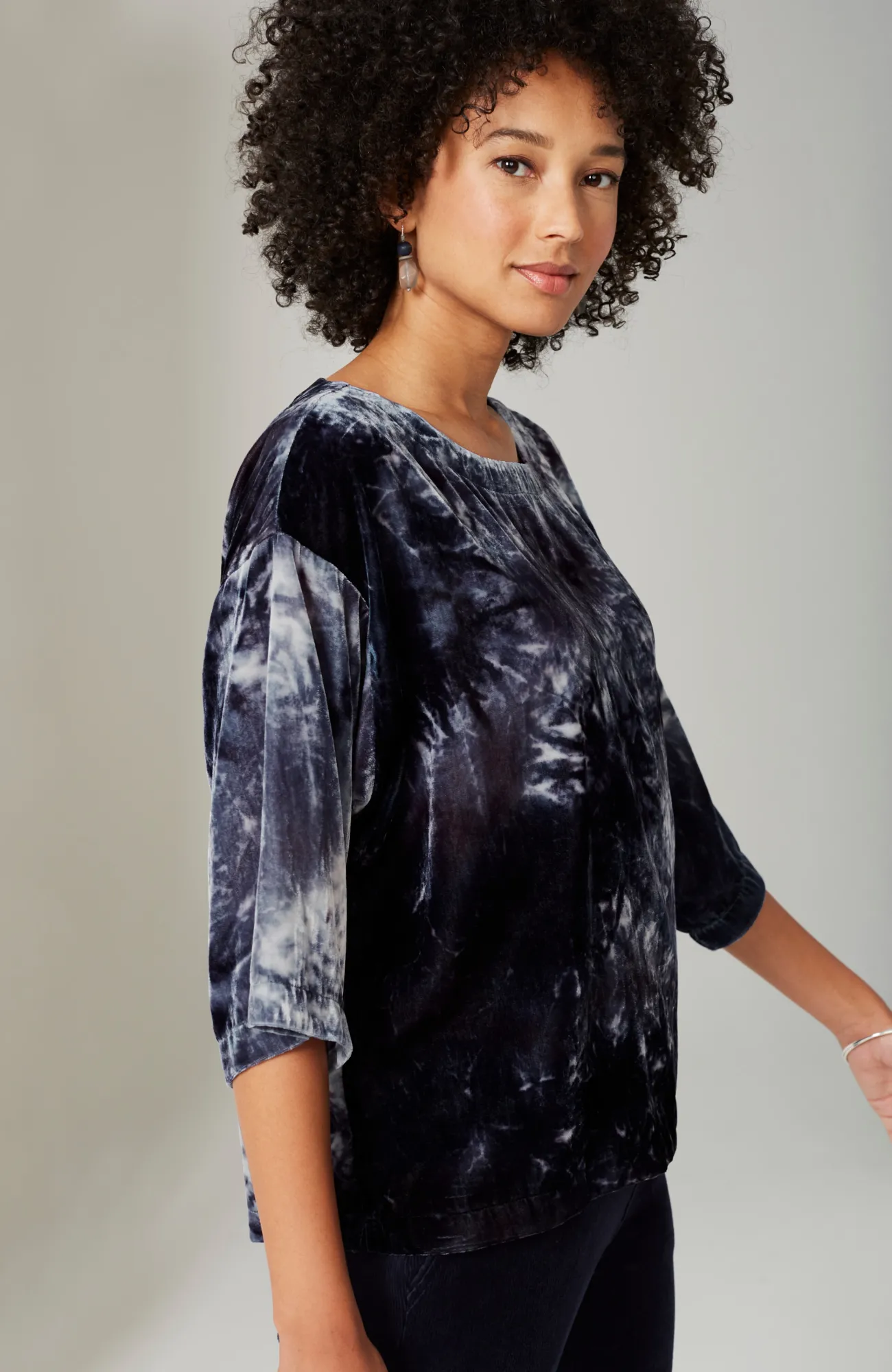 J.Jill Pure Jill Tie-Dyed Velvet Square-Sleeve Top Flash Sale