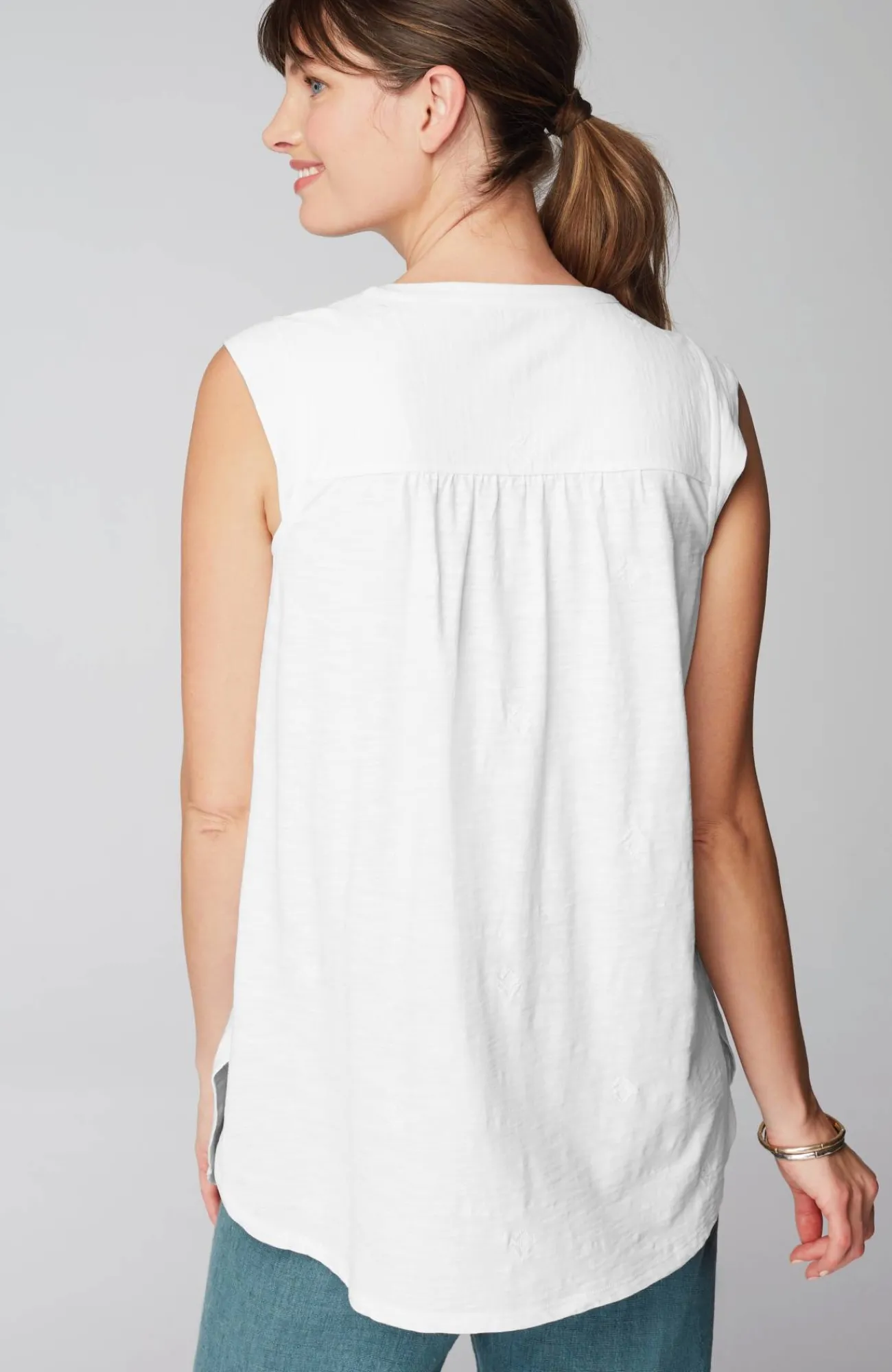 J.Jill Pure Jill Tonal-Embroidered Tunic White Hot