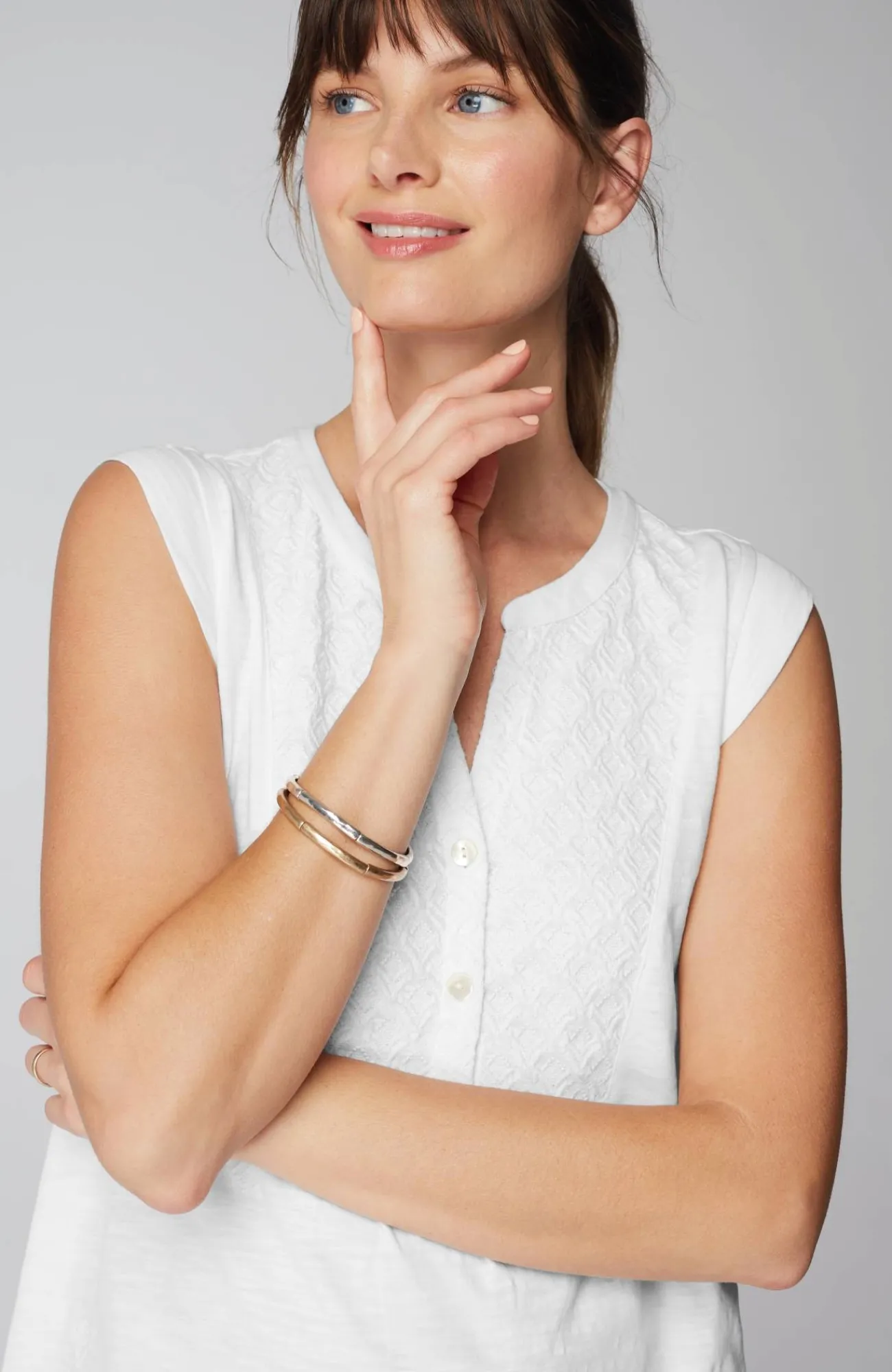 J.Jill Pure Jill Tonal-Embroidered Tunic White Hot