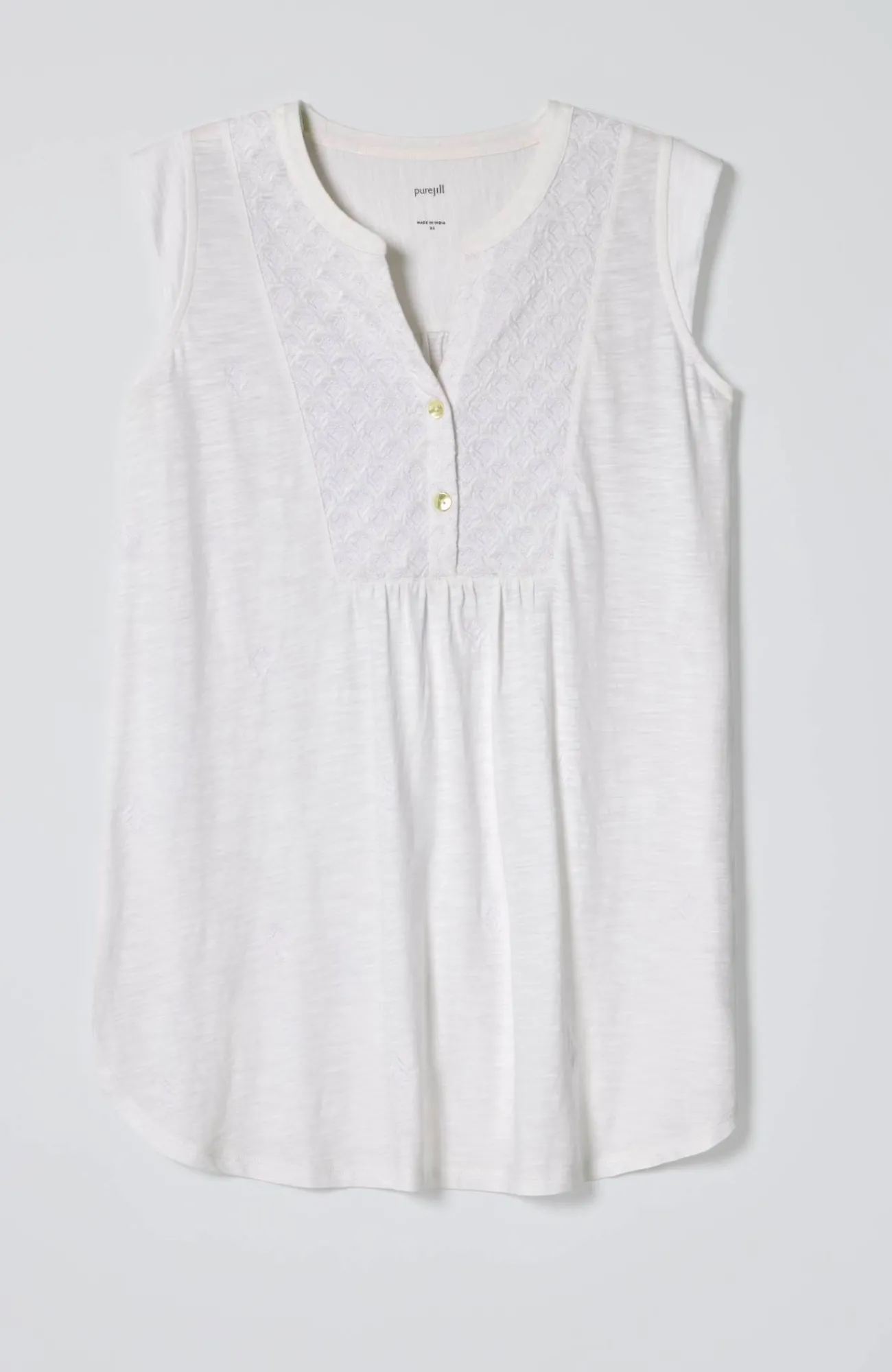 J.Jill Pure Jill Tonal-Embroidered Tunic White Hot