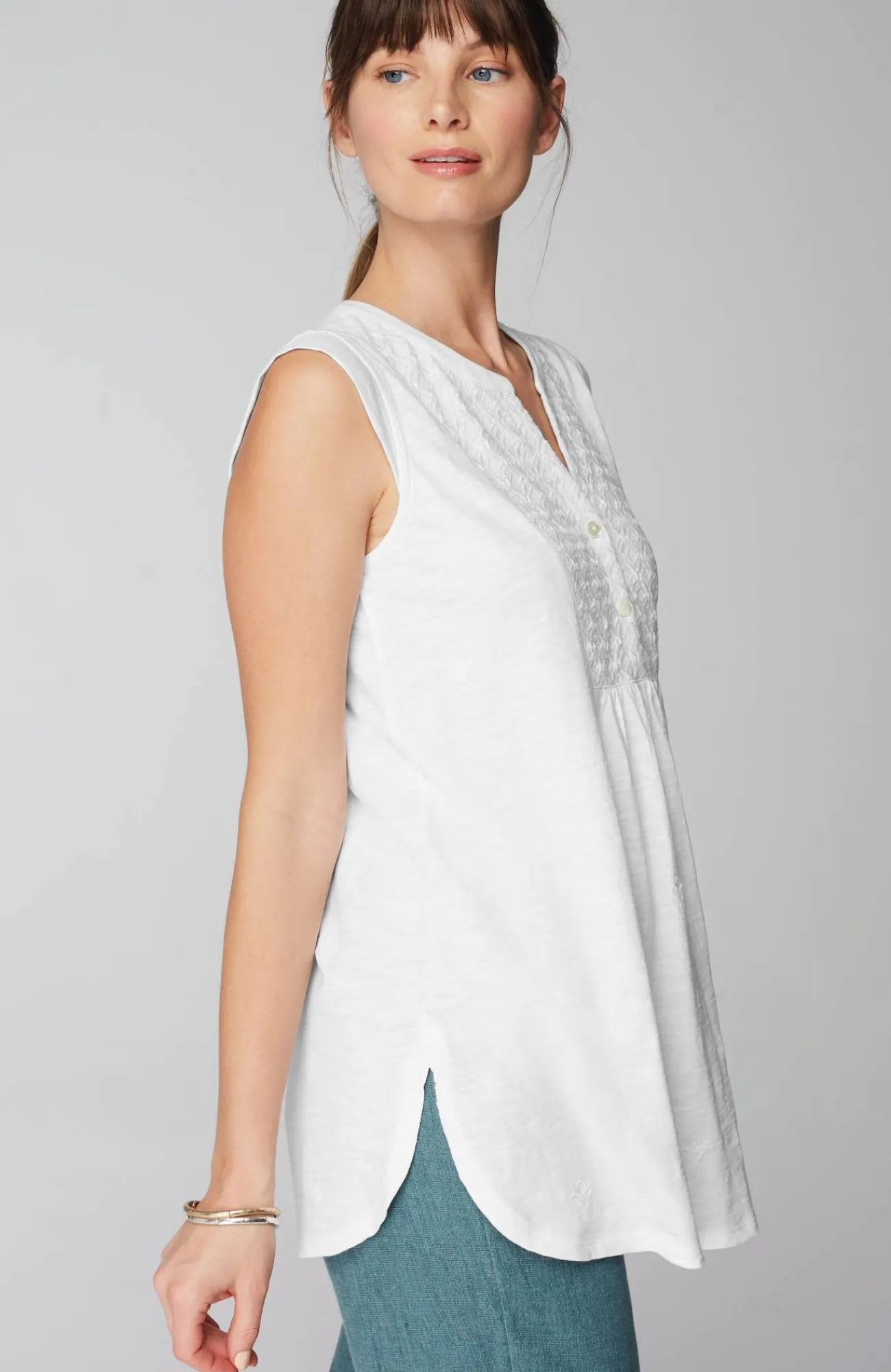 J.Jill Pure Jill Tonal-Embroidered Tunic White Hot