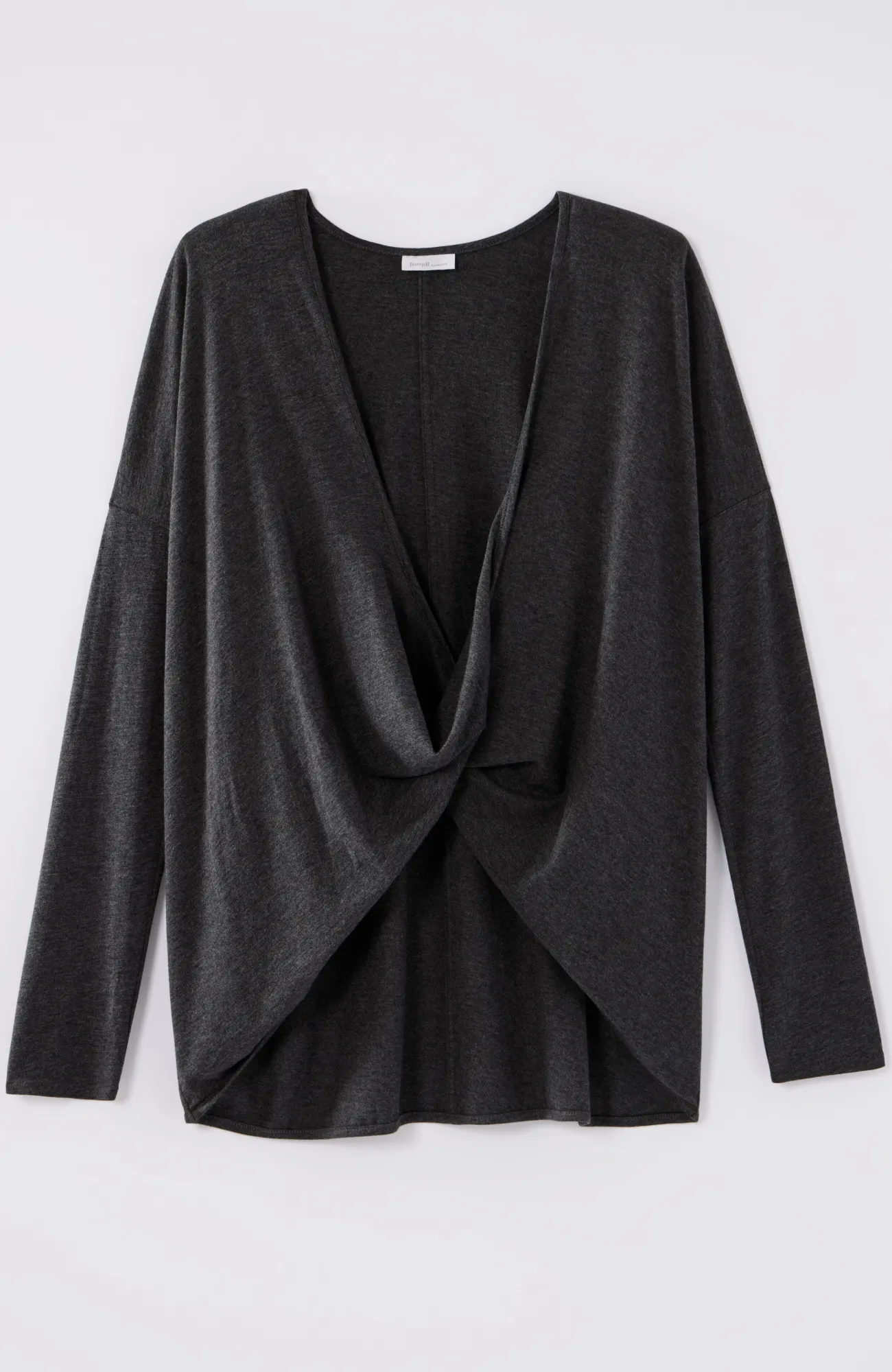 J.Jill Pure Jill Twist-Front Top Dark Charcoal Heather Discount