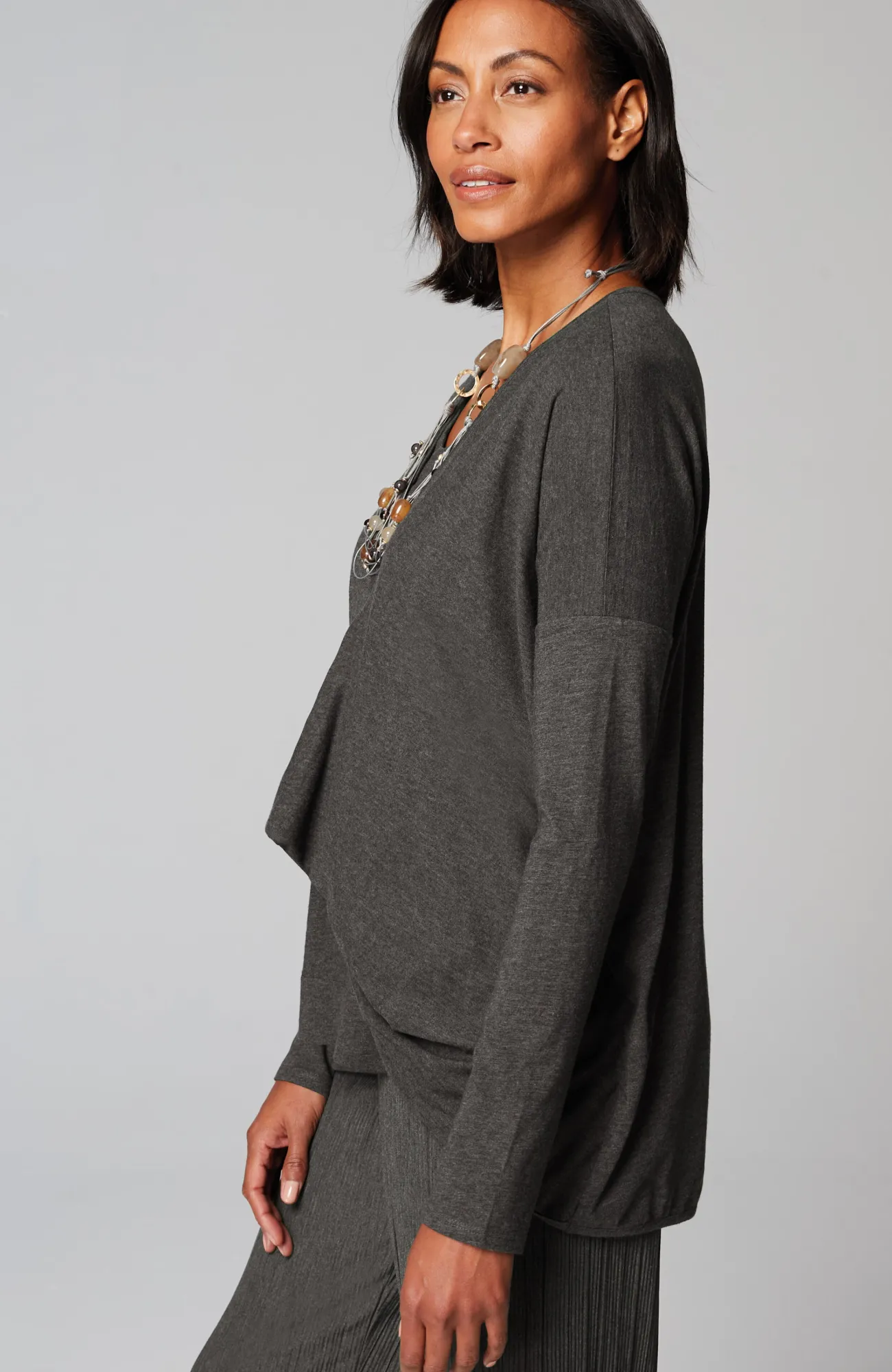 J.Jill Pure Jill Twist-Front Top Dark Charcoal Heather Discount
