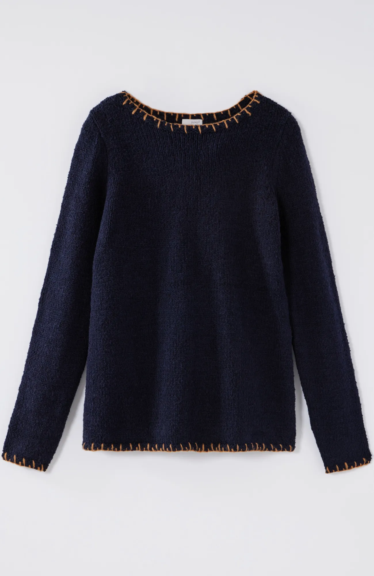 J.Jill Pure Jill Whipstitch-Trimmed Pullover Sweater Rose Blush Multi Outlet