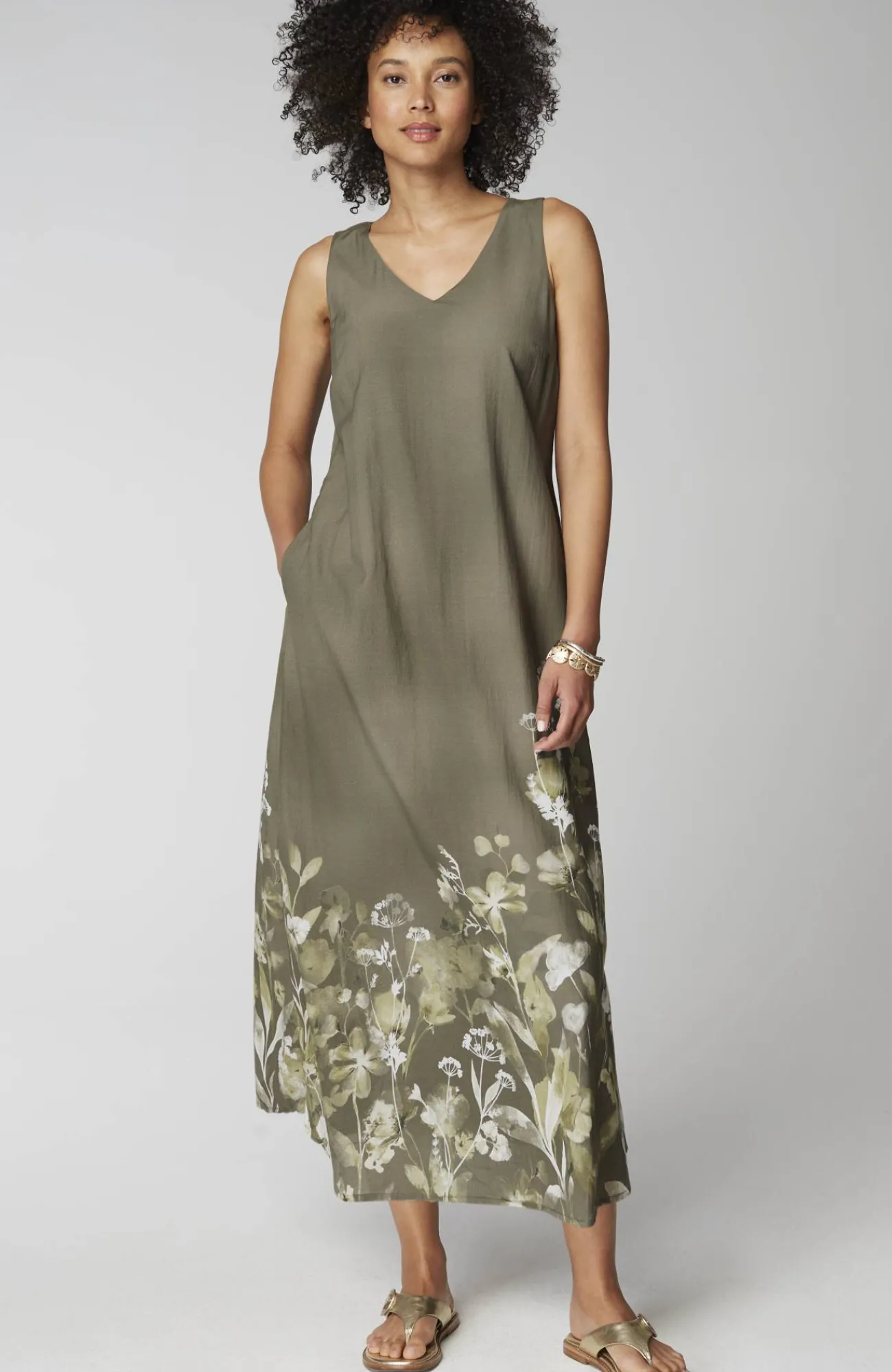 J.Jill Pure Jill Wildflowers Dress Thyme Pristine Floral Outlet