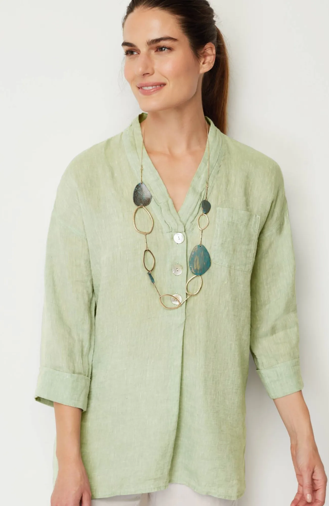 J.Jill Pure Jill Yarn-Dyed Linen Button-Front Tunic Flash Sale