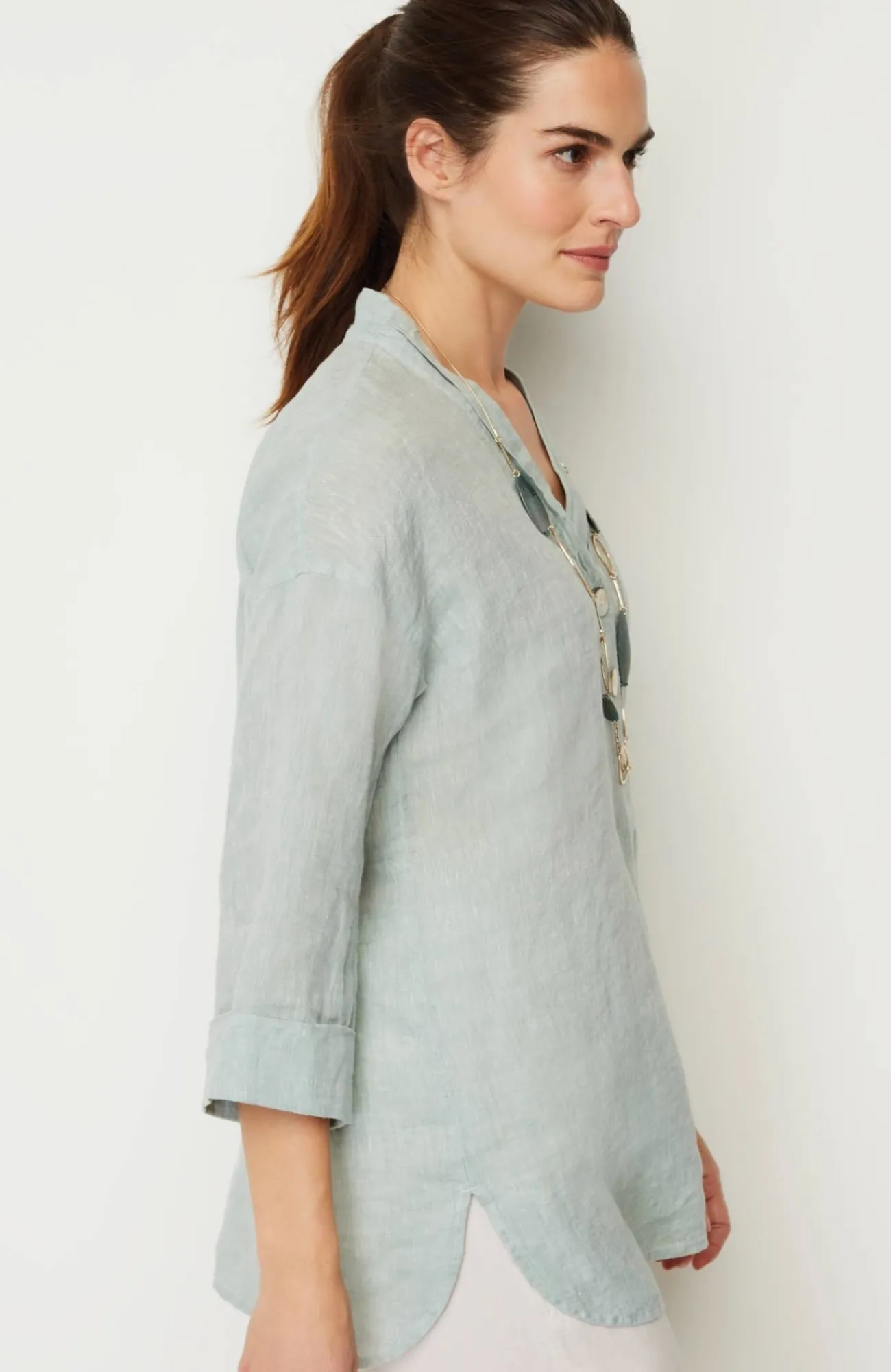 J.Jill Pure Jill Yarn-Dyed Linen Button-Front Tunic Flash Sale