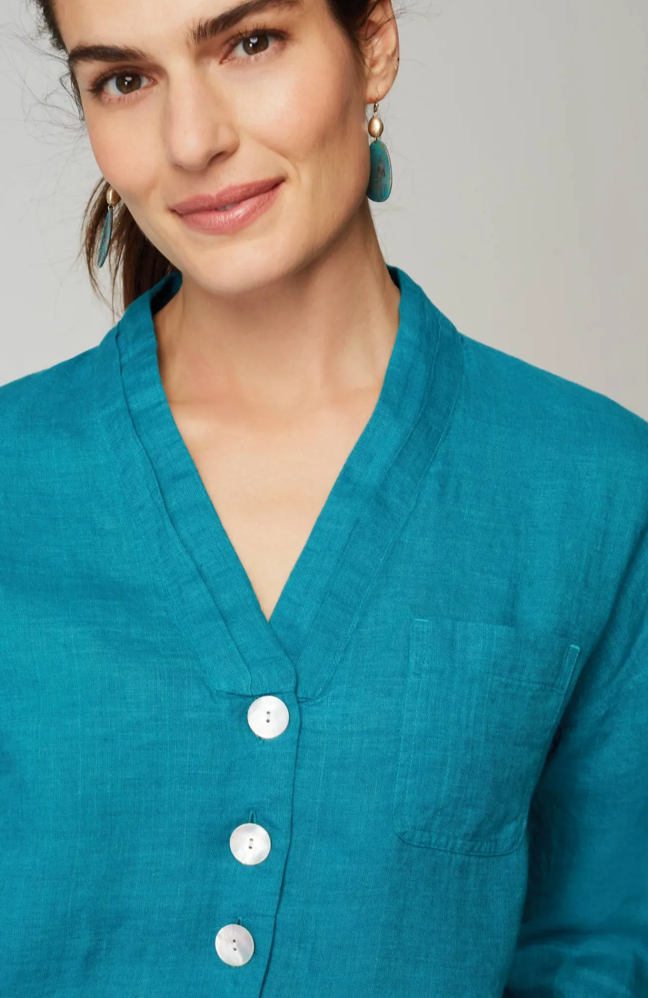 J.Jill Pure Jill Yarn-Dyed Linen Button-Front Tunic Flash Sale