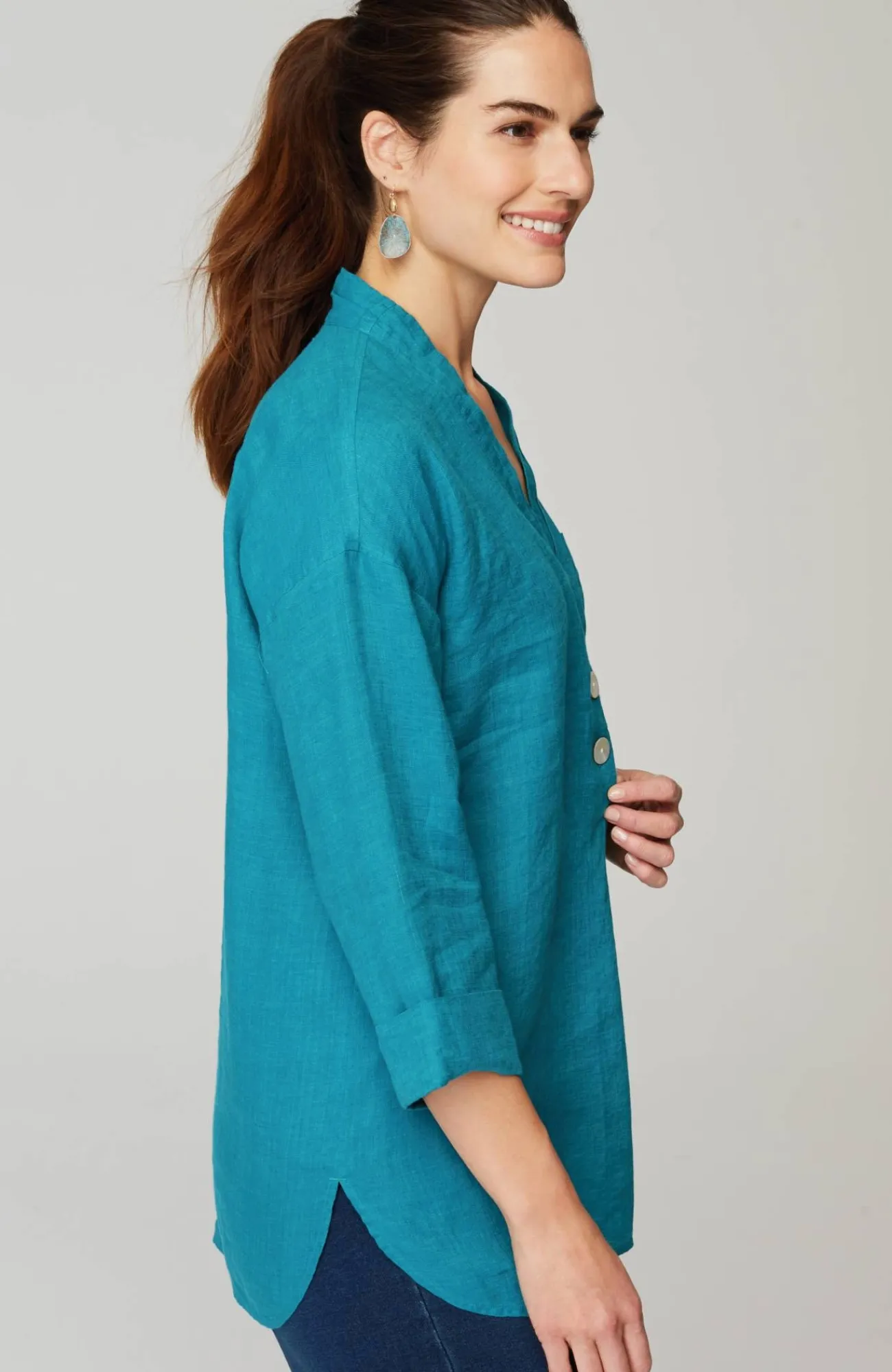 J.Jill Pure Jill Yarn-Dyed Linen Button-Front Tunic Flash Sale