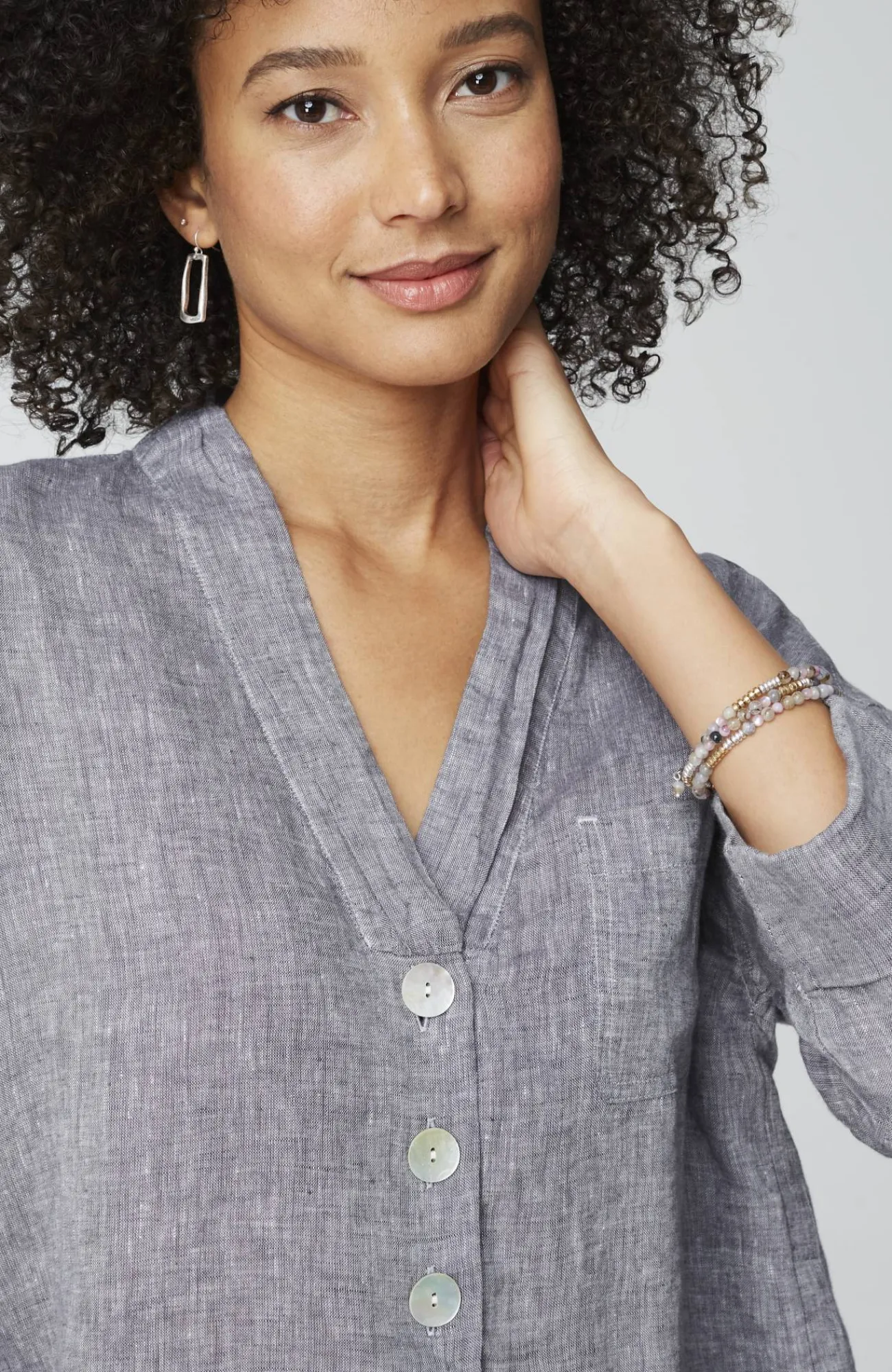 J.Jill Pure Jill Yarn-Dyed Linen Button-Front Tunic Flash Sale