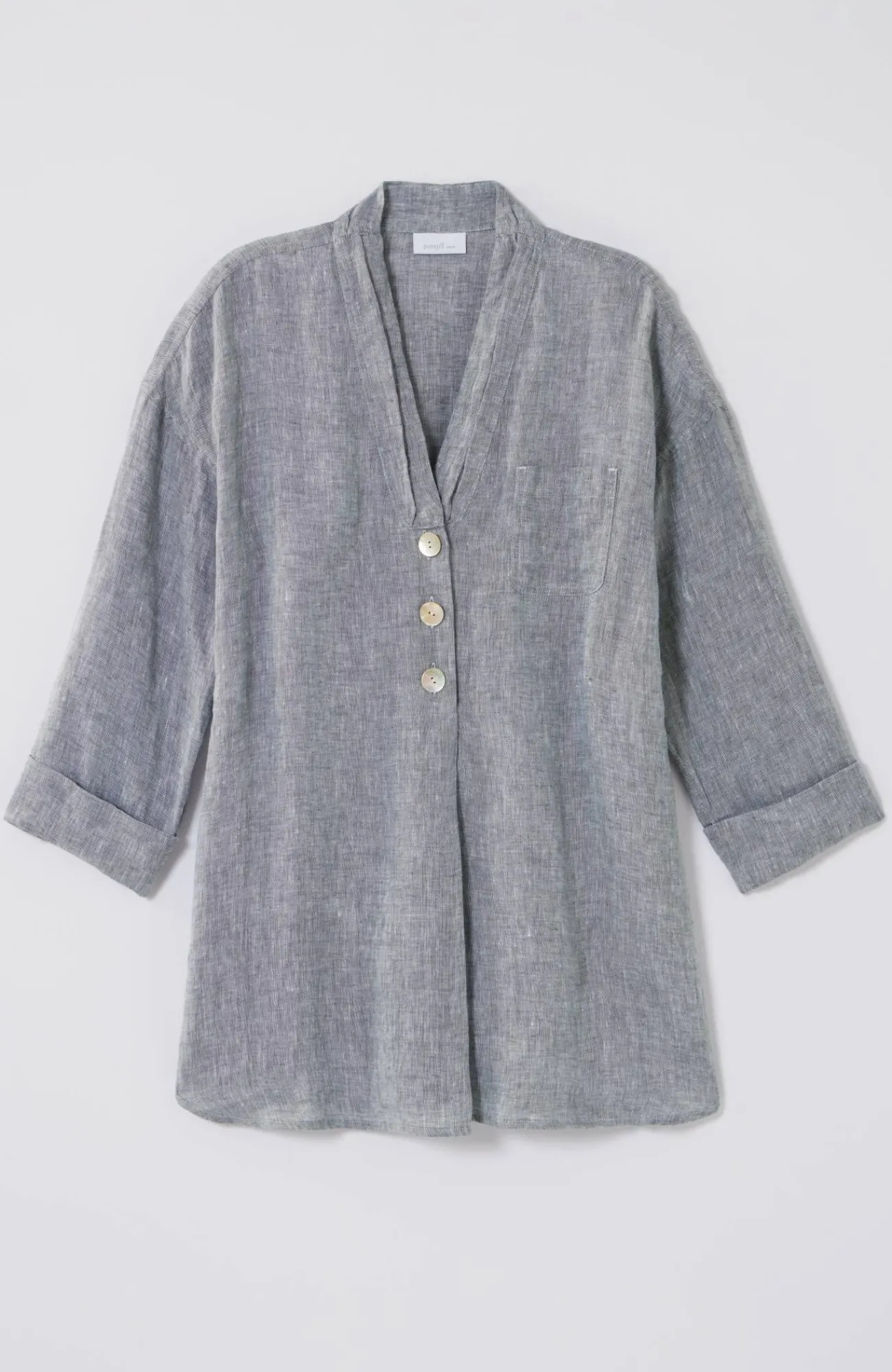 J.Jill Pure Jill Yarn-Dyed Linen Button-Front Tunic Flash Sale