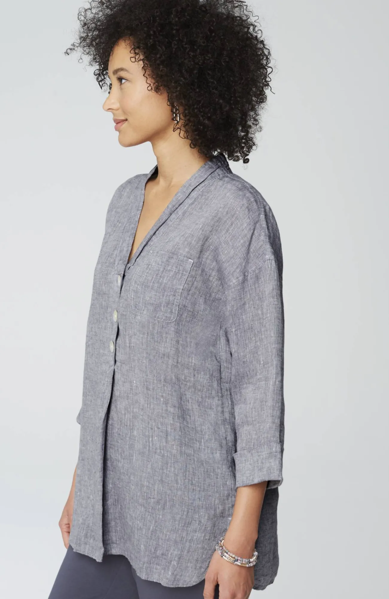 J.Jill Pure Jill Yarn-Dyed Linen Button-Front Tunic Flash Sale