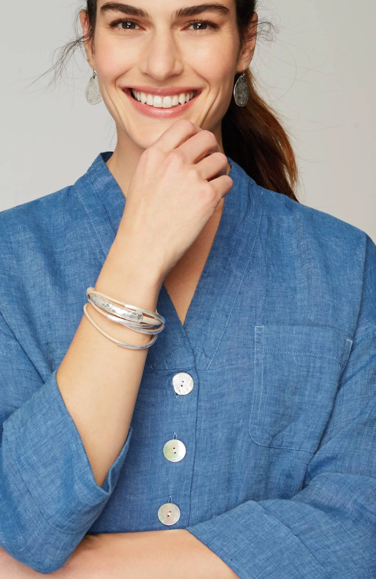 J.Jill Pure Jill Yarn-Dyed Linen Button-Front Tunic Flash Sale