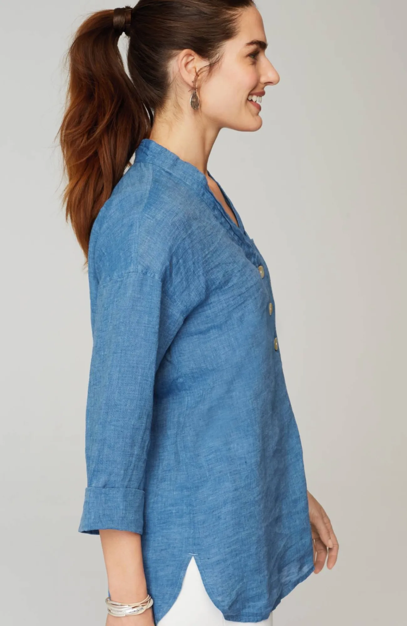J.Jill Pure Jill Yarn-Dyed Linen Button-Front Tunic Flash Sale