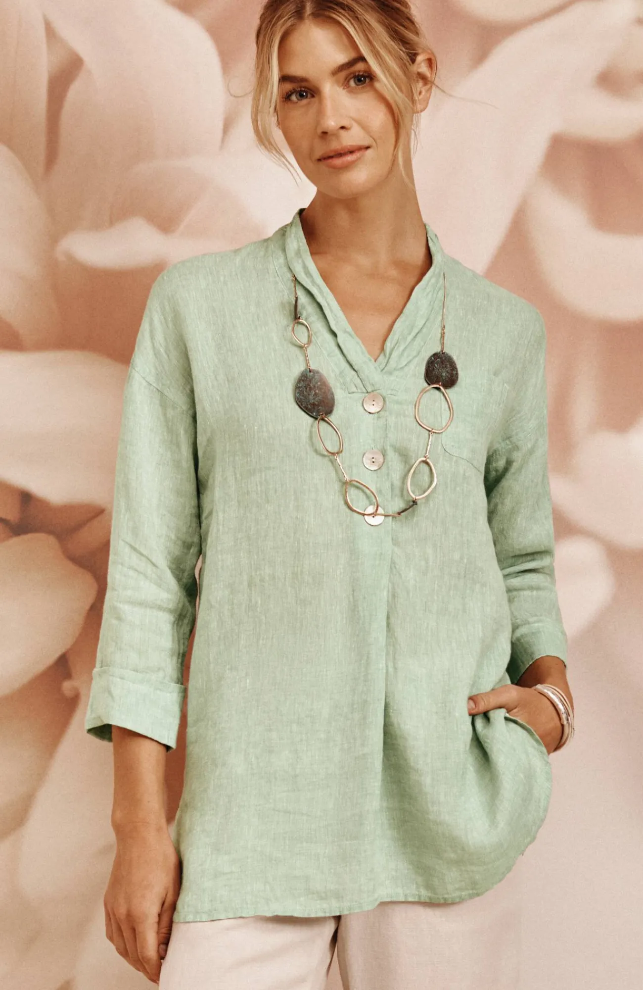 J.Jill Pure Jill Yarn-Dyed Linen Button-Front Tunic Flash Sale