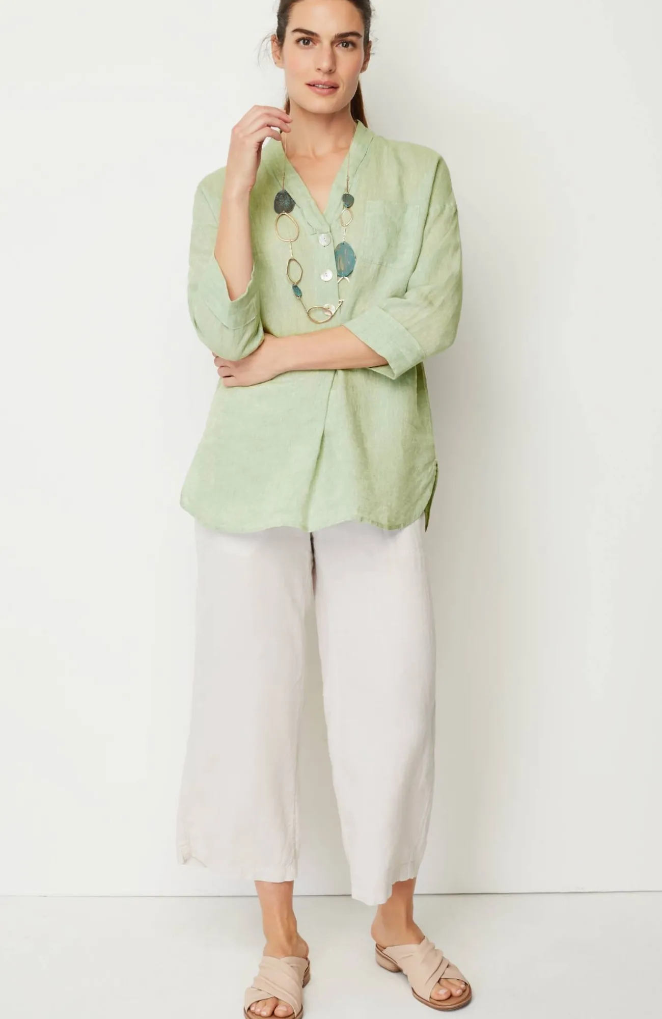 J.Jill Pure Jill Yarn-Dyed Linen Button-Front Tunic Flash Sale