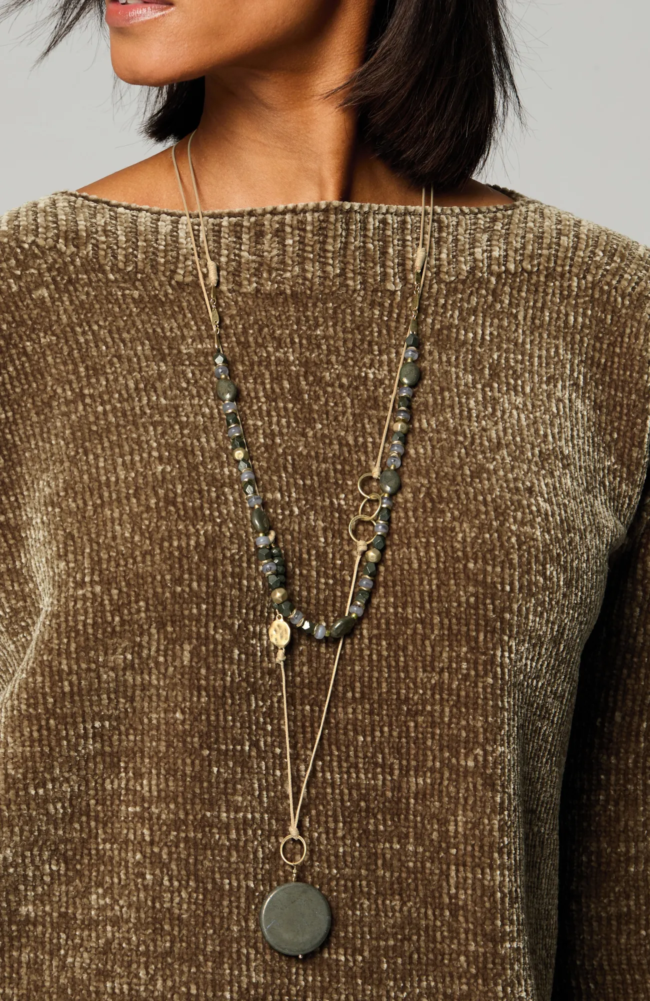 J.Jill Pyrite Pendant Necklace Neutral Multi Discount