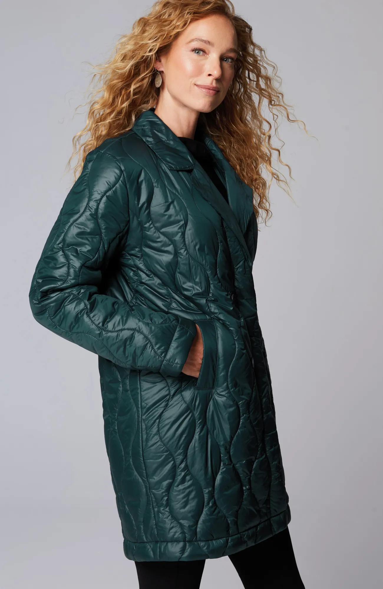 J.Jill Quilted Puffer Coat Dark Teal Store