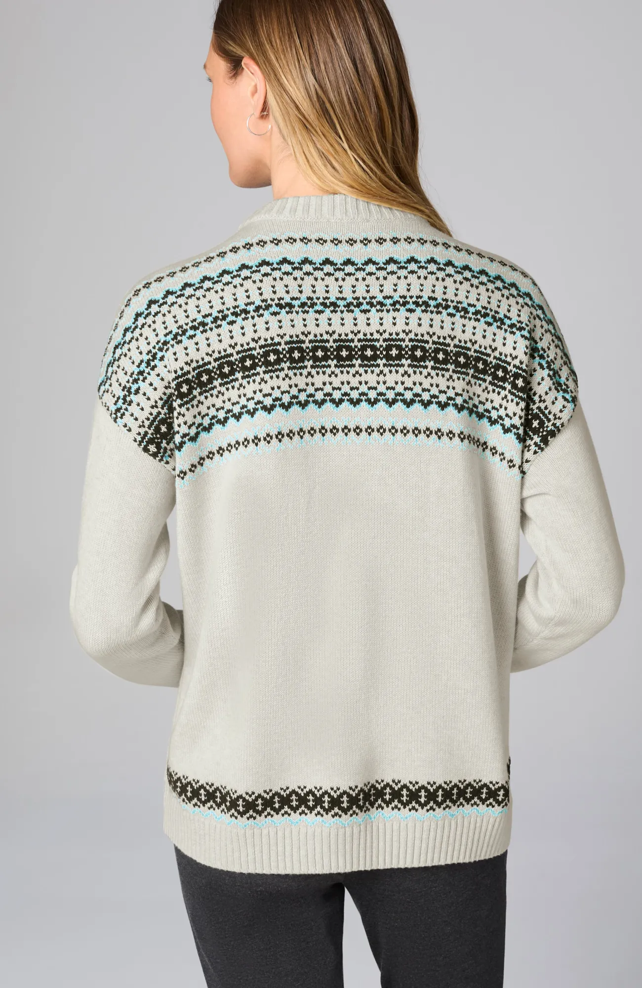 J.Jill Relaxed Fair Isle Sweater Oatmeal Heather Multi Hot