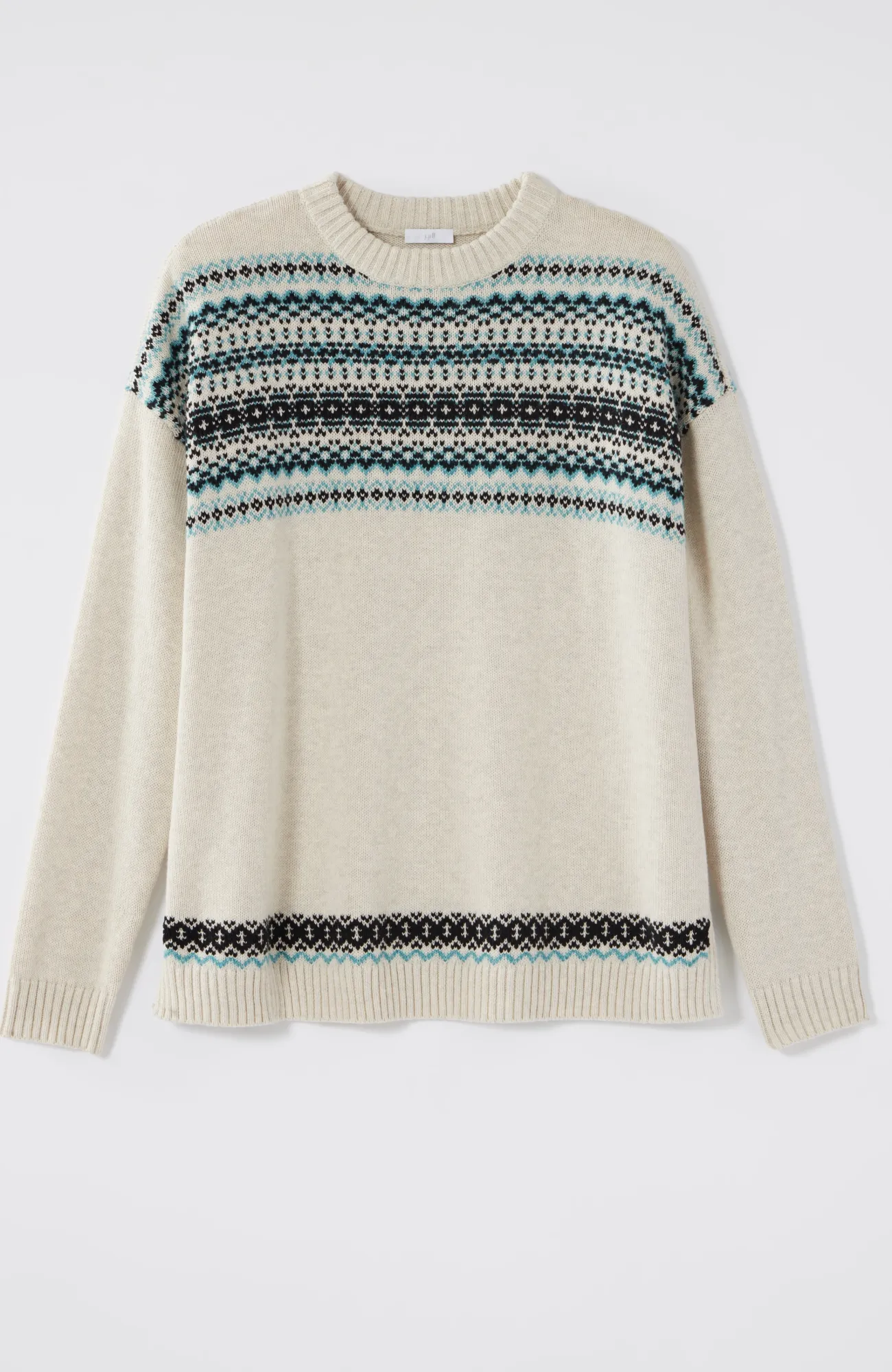 J.Jill Relaxed Fair Isle Sweater Oatmeal Heather Multi Hot