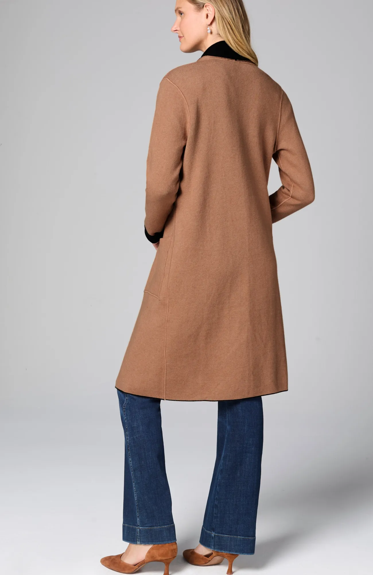 J.Jill Reversible Majestic Sweater Coat Black/vicuna Flash Sale