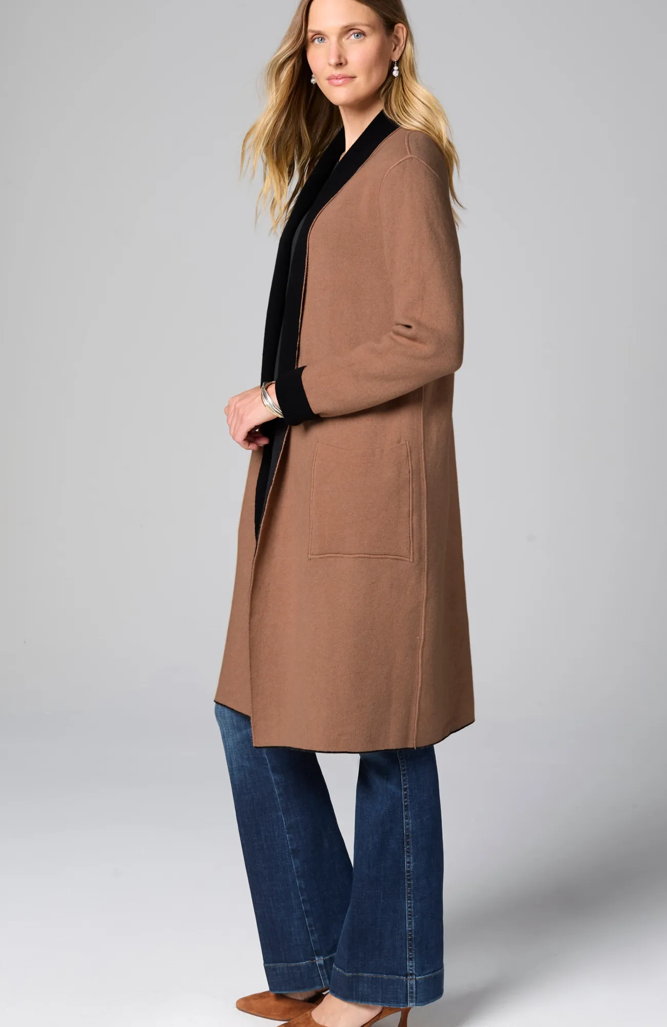 J.Jill Reversible Majestic Sweater Coat Black/vicuna Flash Sale