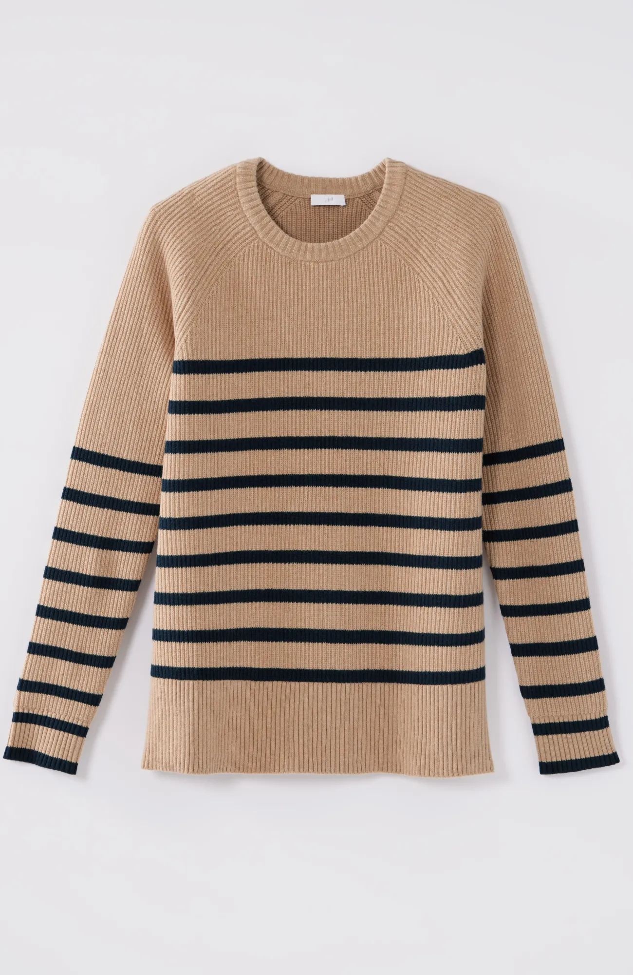 J.Jill Ribbed Stripe Sweater Caramel Heather/navy Blue Online