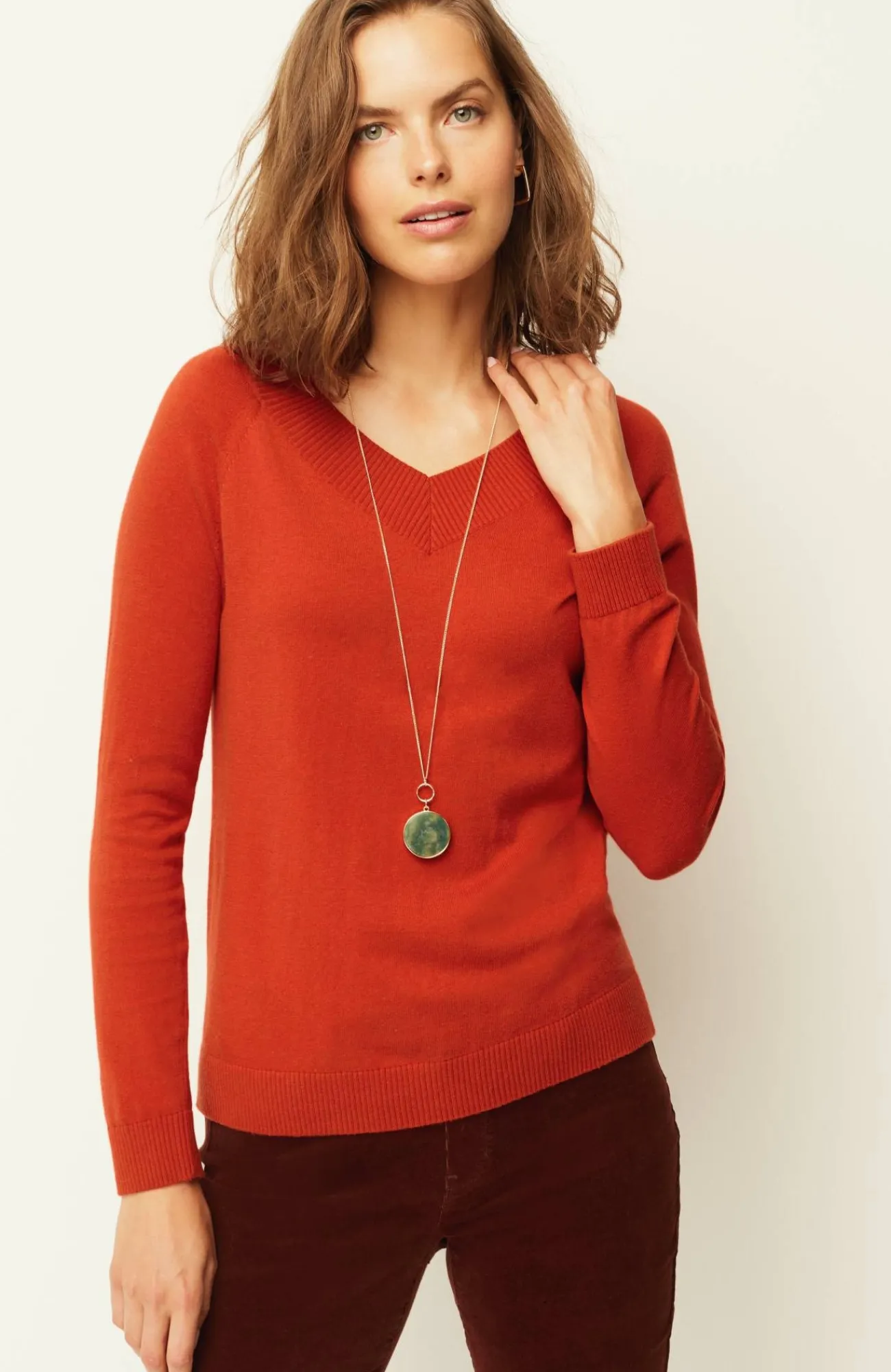 J.Jill Ribbed-Border V-Neck Sweater Shop