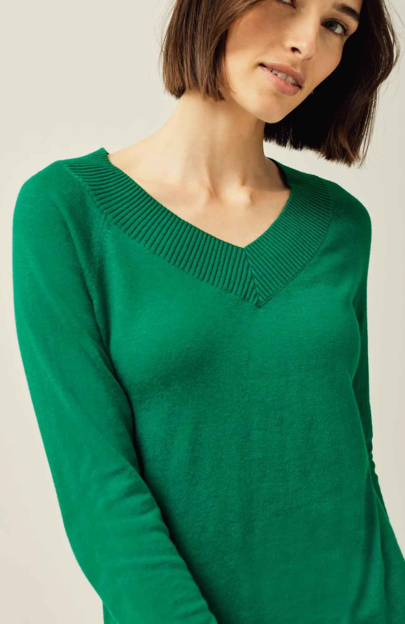 J.Jill Ribbed-Border V-Neck Sweater Shop