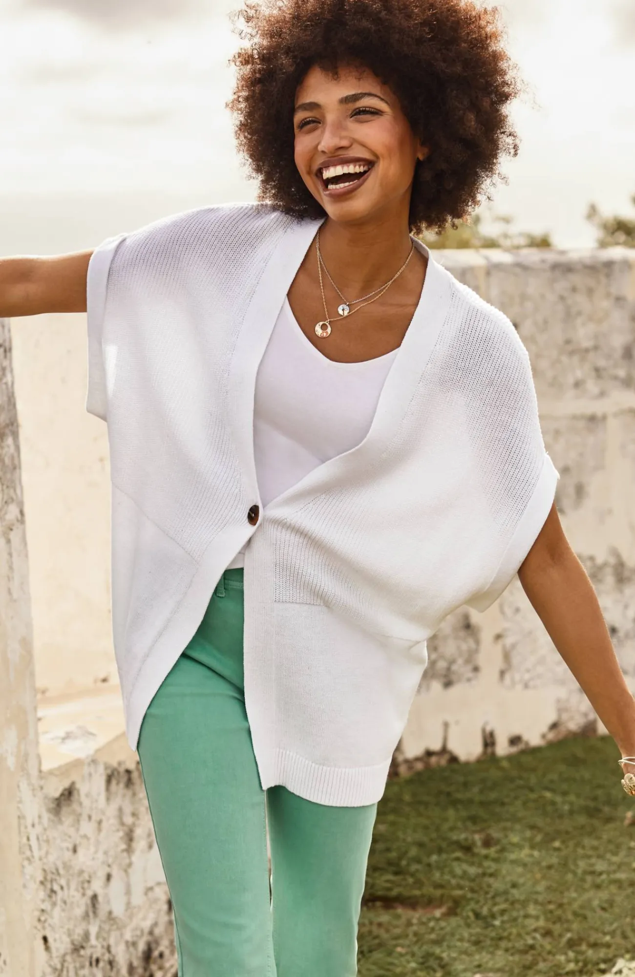 J.Jill Ribbed-Detail Short-Sleeve Cardi Flash Sale
