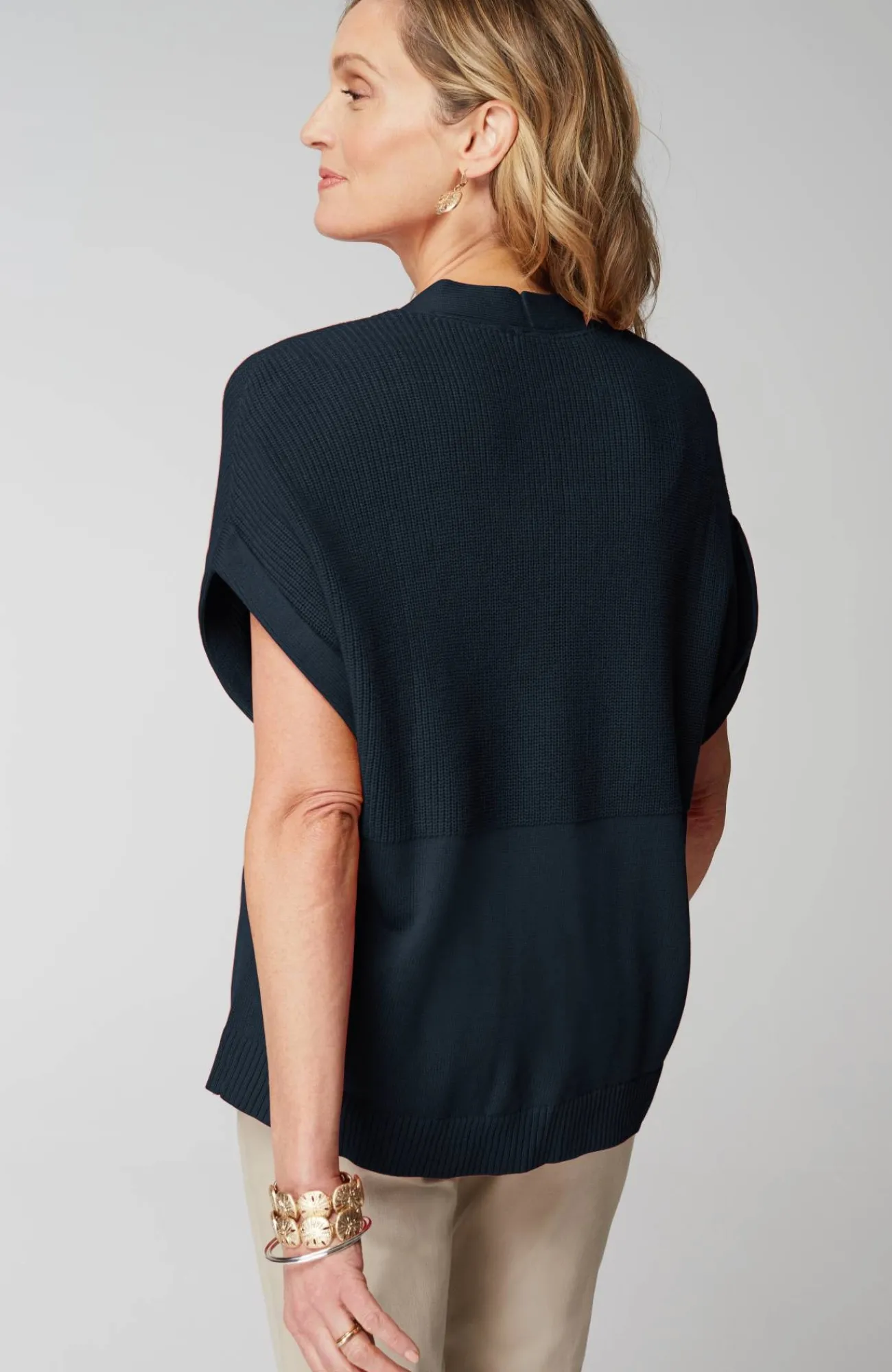 J.Jill Ribbed-Detail Short-Sleeve Cardi Flash Sale