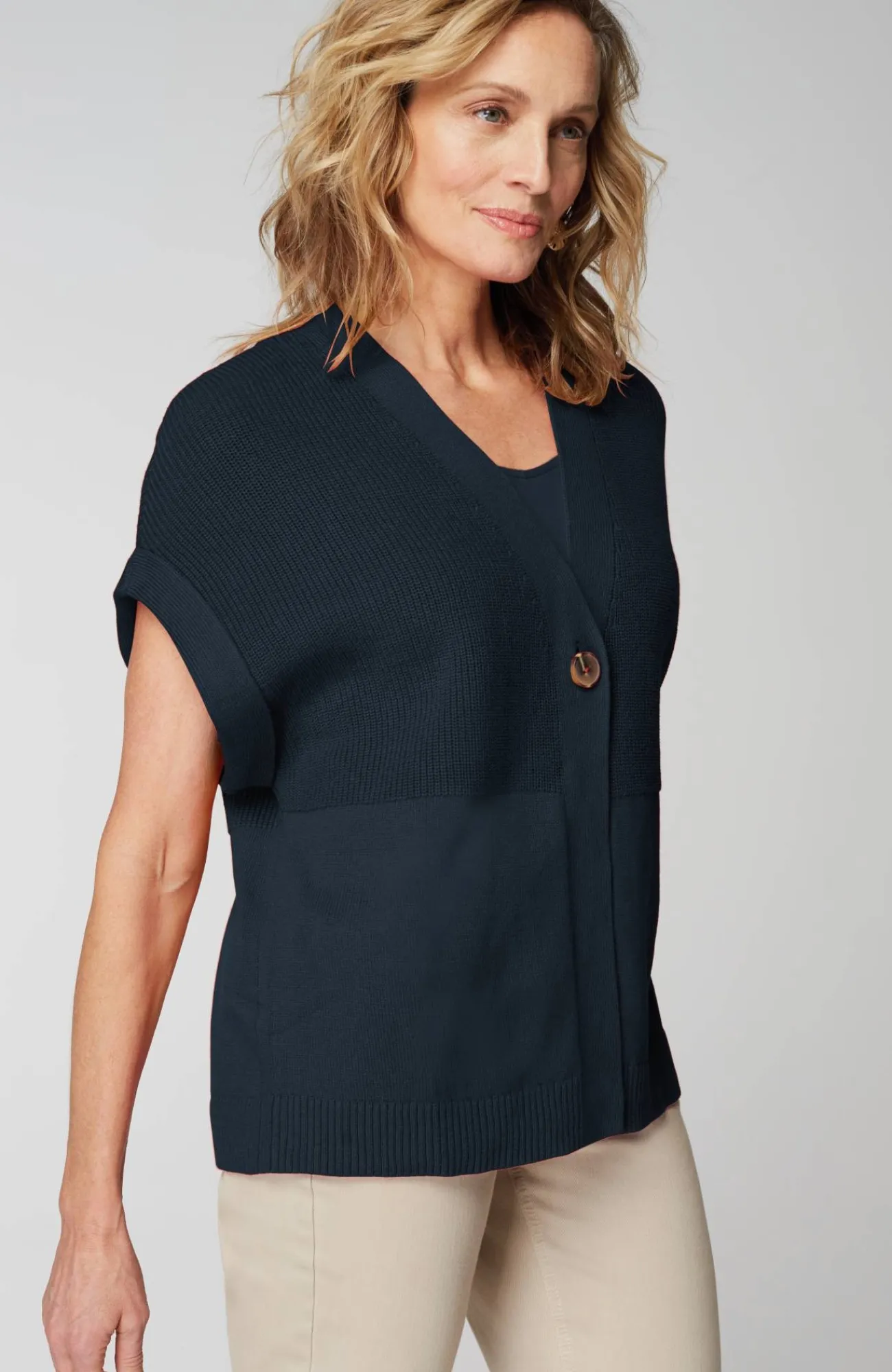 J.Jill Ribbed-Detail Short-Sleeve Cardi Flash Sale