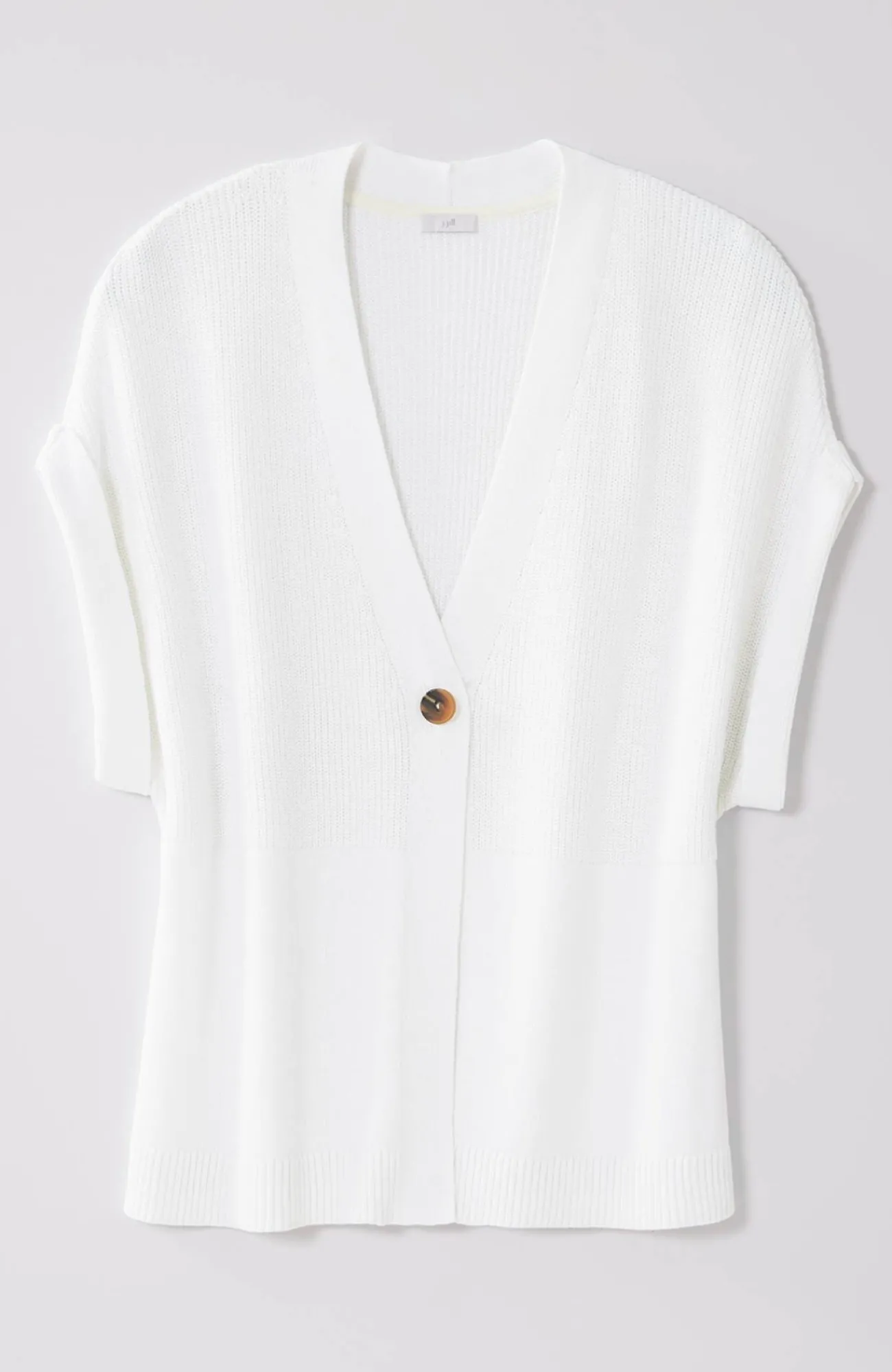 J.Jill Ribbed-Detail Short-Sleeve Cardi Flash Sale