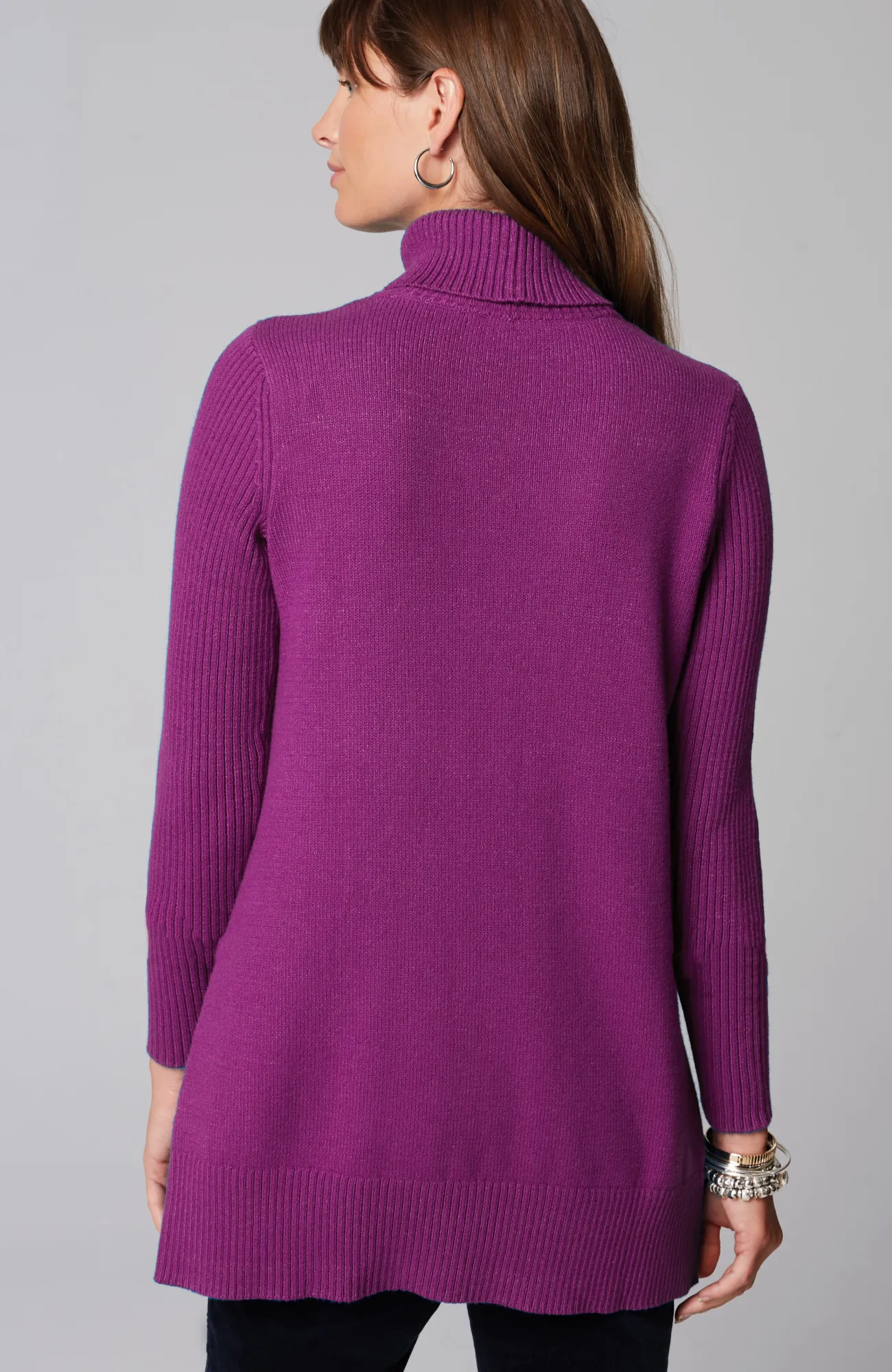 J.Jill Ribbed-Sleeves Turtleneck Sweater Fashion