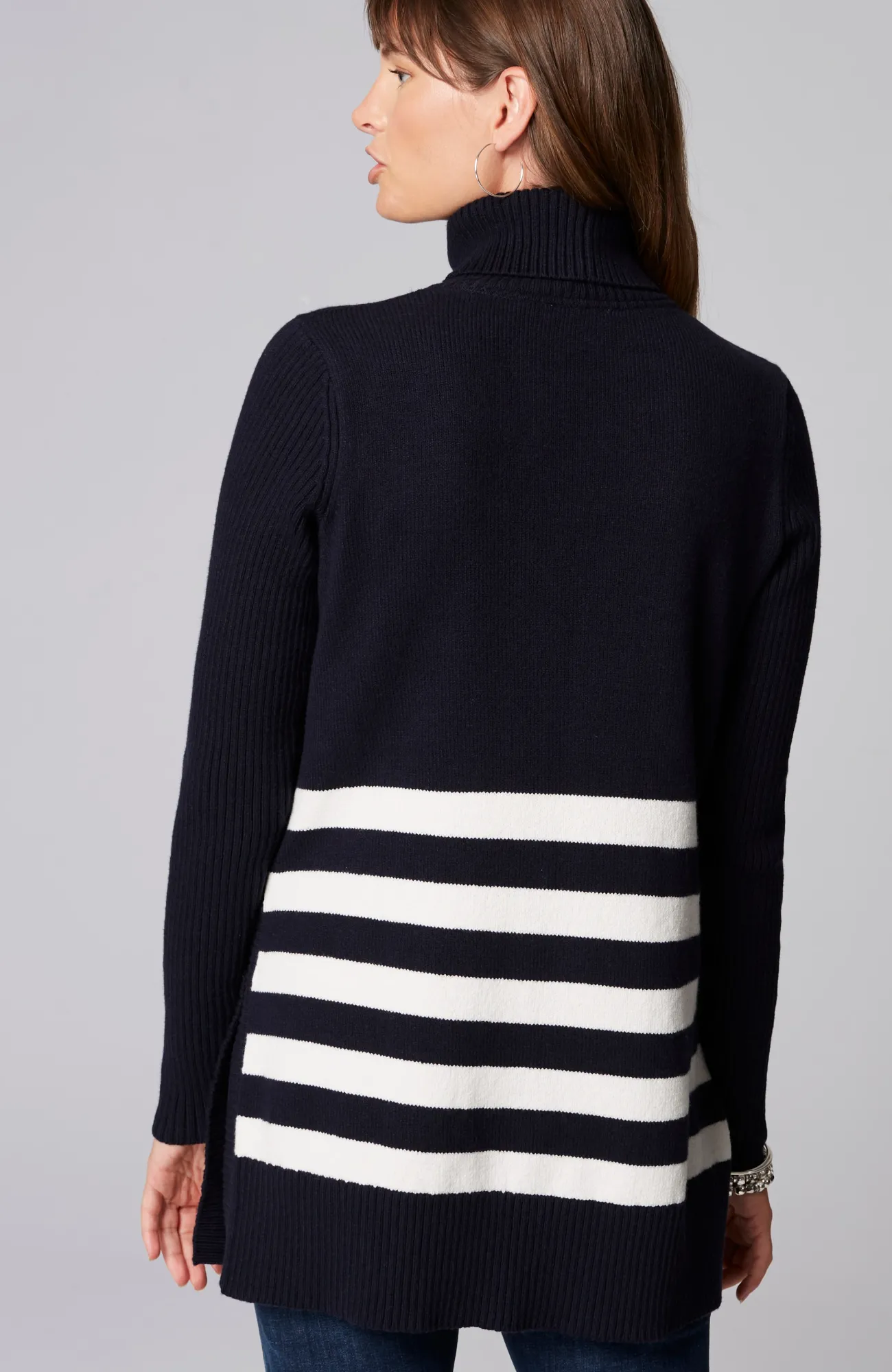 J.Jill Ribbed-Sleeves Turtleneck Sweater Fashion