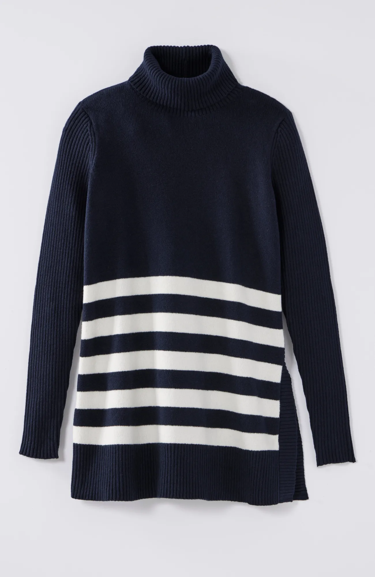 J.Jill Ribbed-Sleeves Turtleneck Sweater Fashion