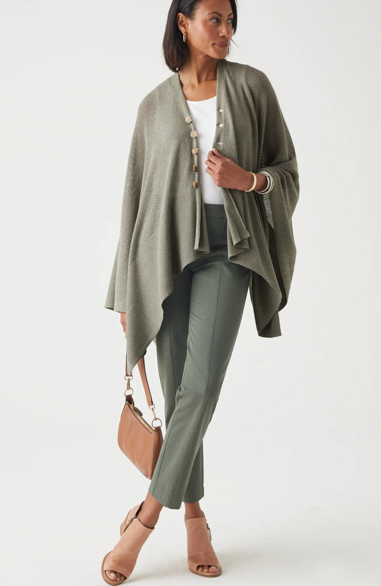 J.Jill Rib-Knit Two-Way Poncho New