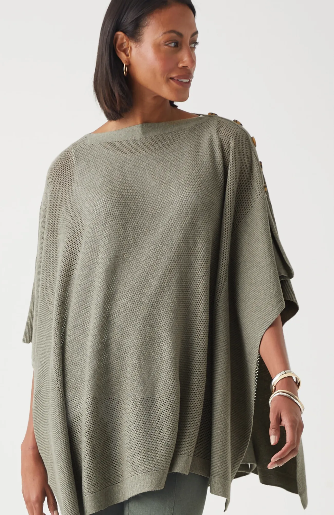 J.Jill Rib-Knit Two-Way Poncho New