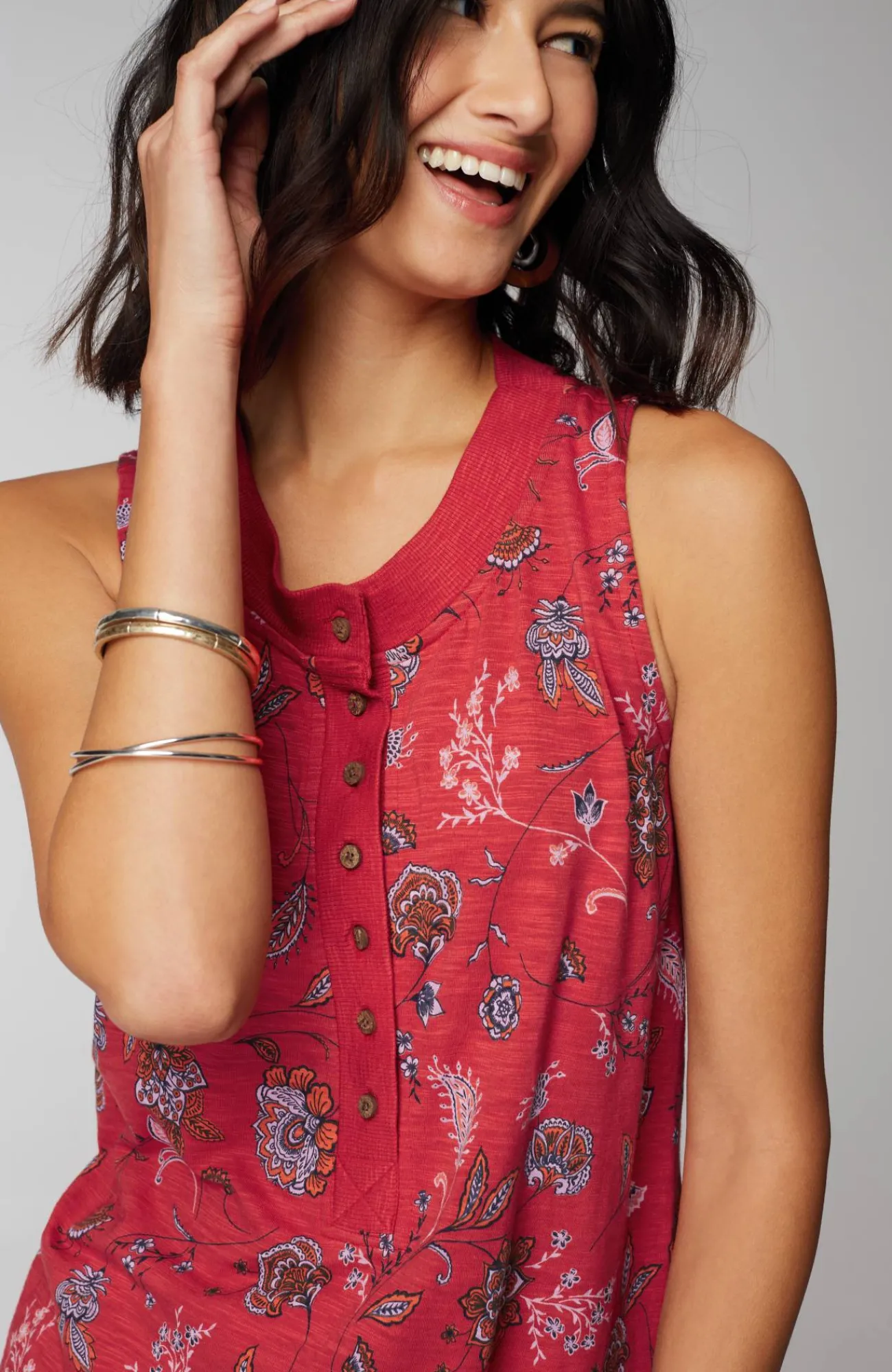 J.Jill Rib-Trim Henley Tank Online