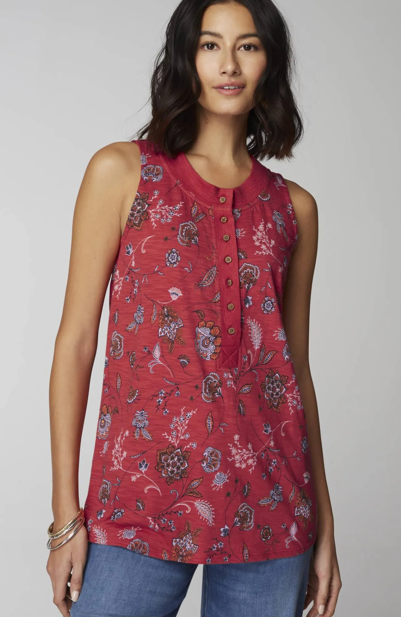 J.Jill Rib-Trim Henley Tank Online