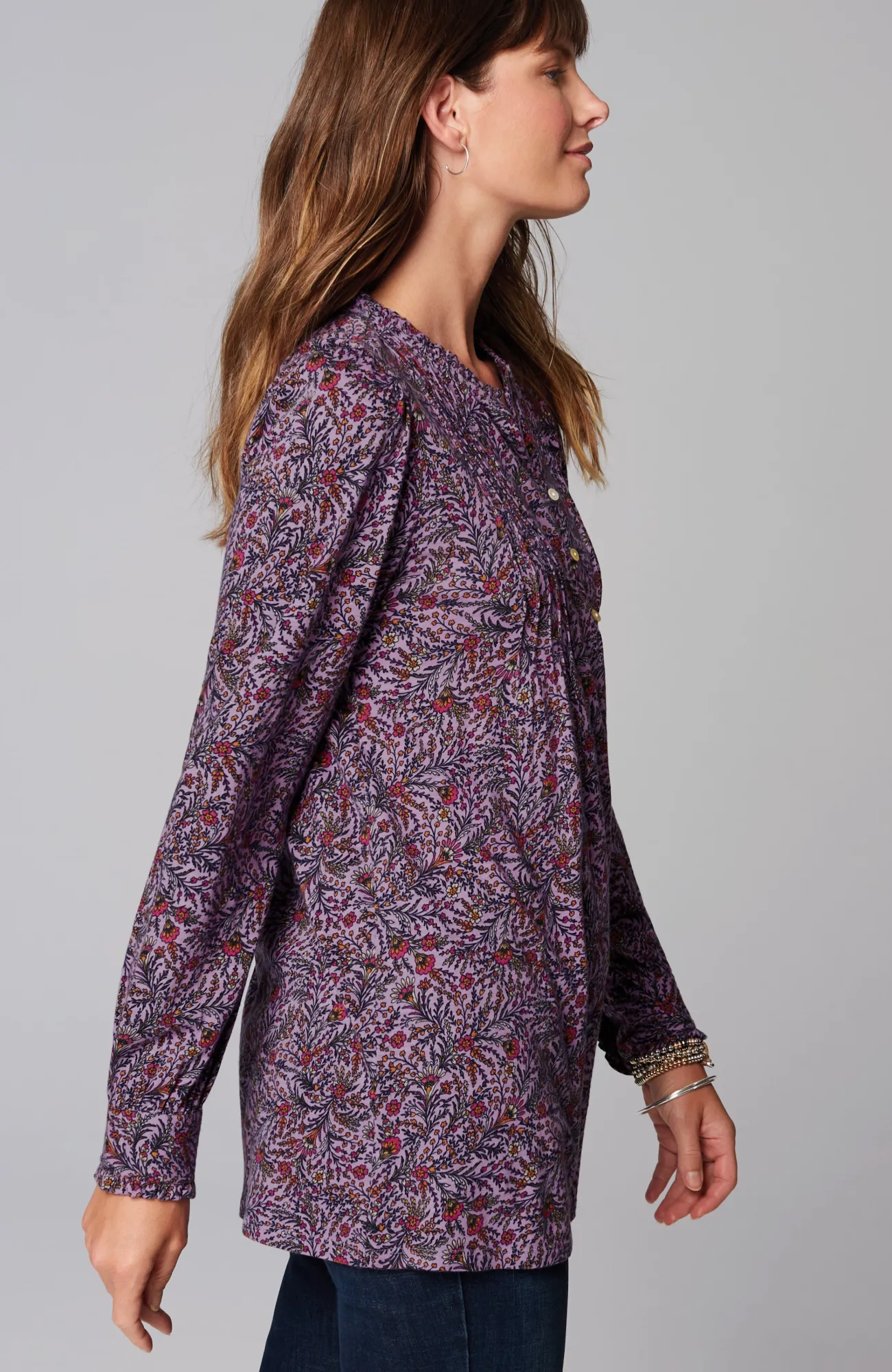 J.Jill Ruffle-Trim Pintucked Tunic Black Cheap