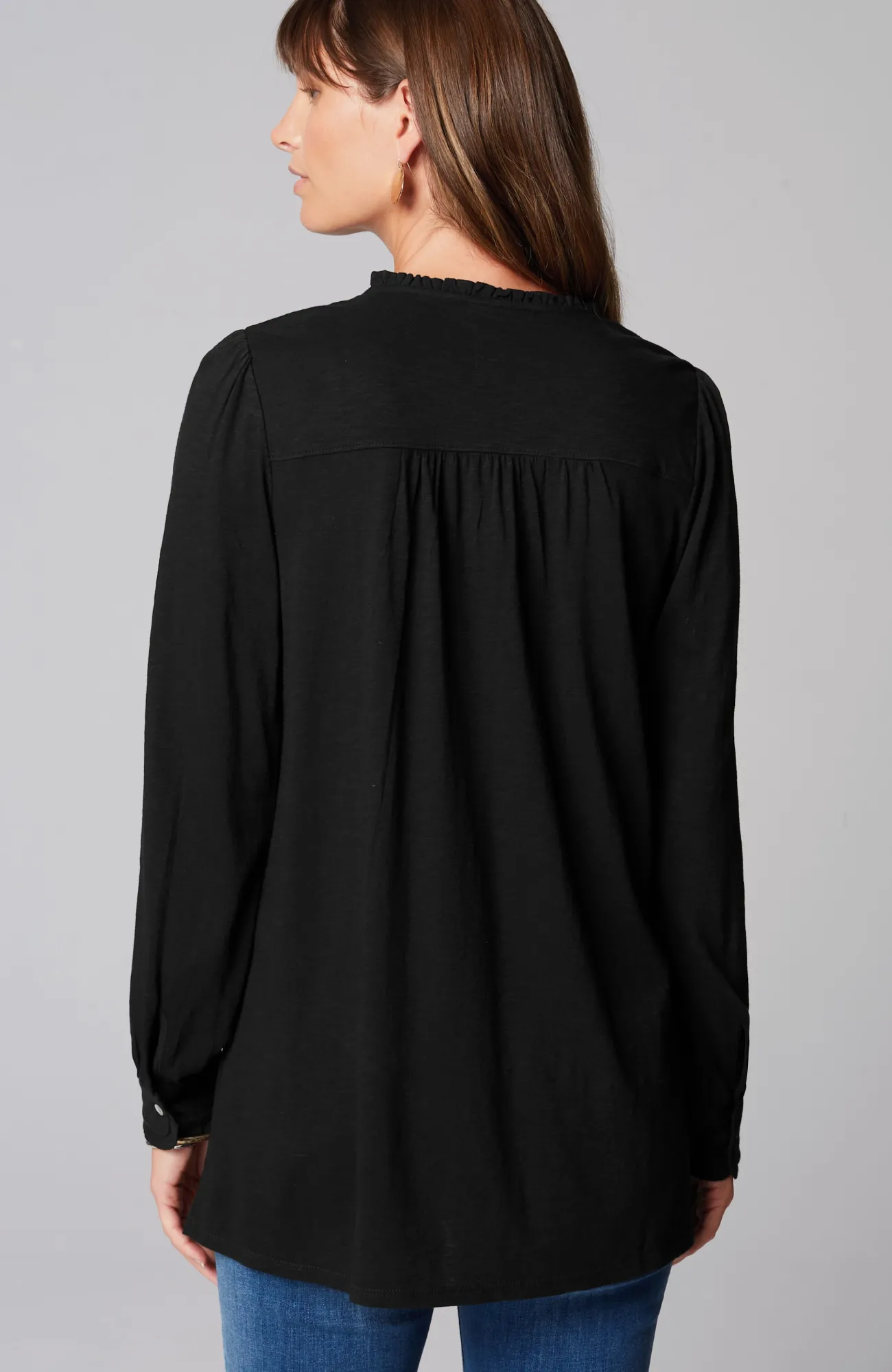 J.Jill Ruffle-Trim Pintucked Tunic Amethyst Playful Ferns Cheap